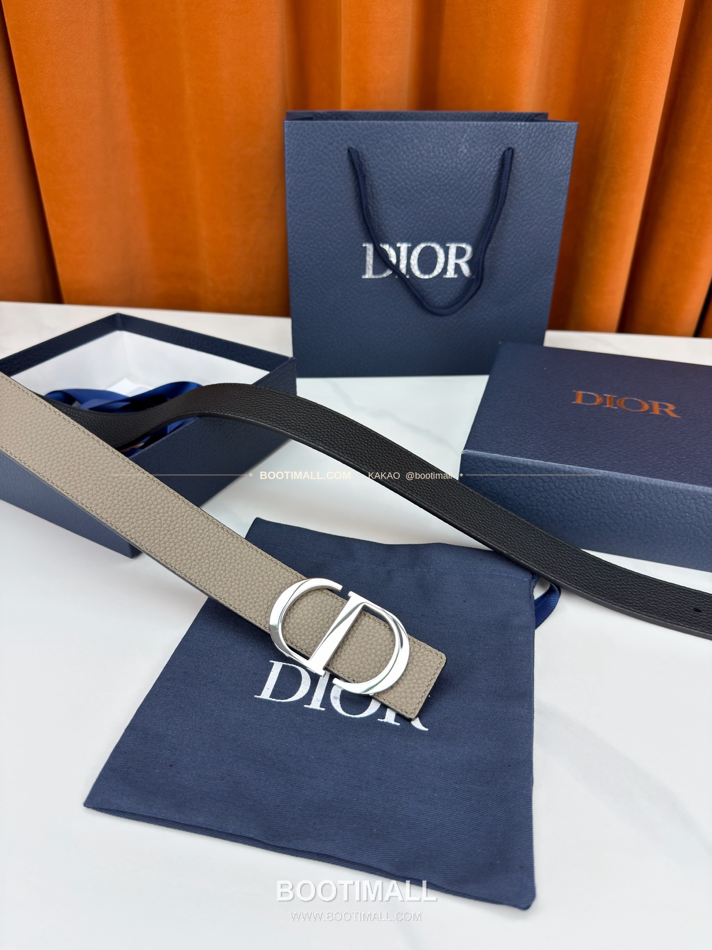 디올 CD 리치드 카프스킨 리버서블 벨트 Dior CD Grained Calfskin Reversible Belt 3.5cm 8