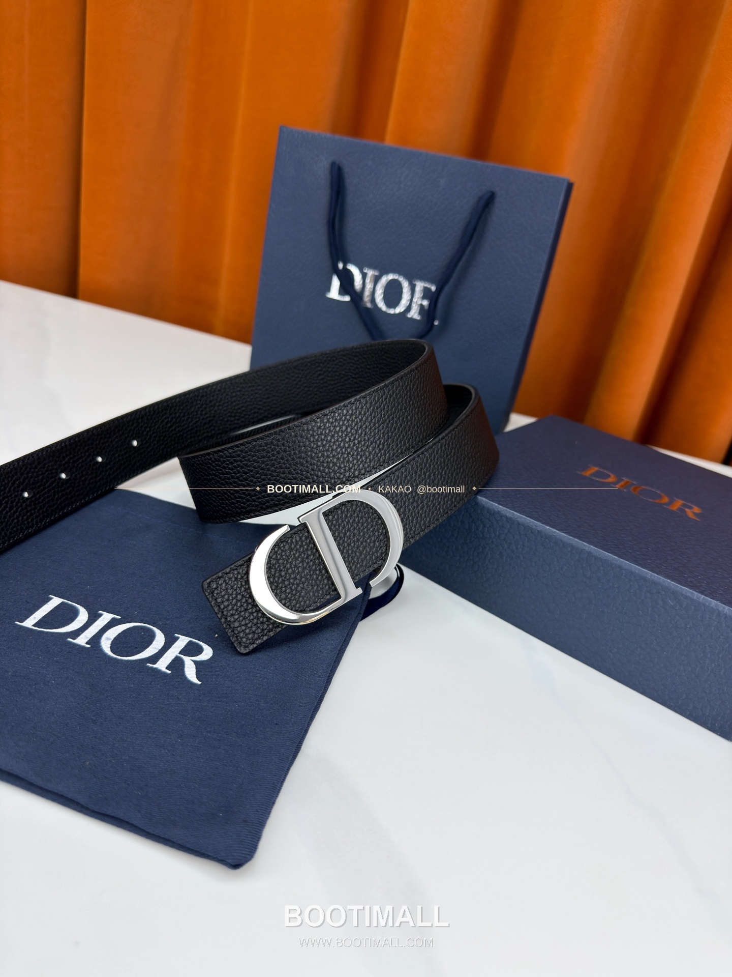 디올 CD 리치드 카프스킨 리버서블 벨트 Dior CD Grained Calfskin Reversible Belt 3.5cm 2