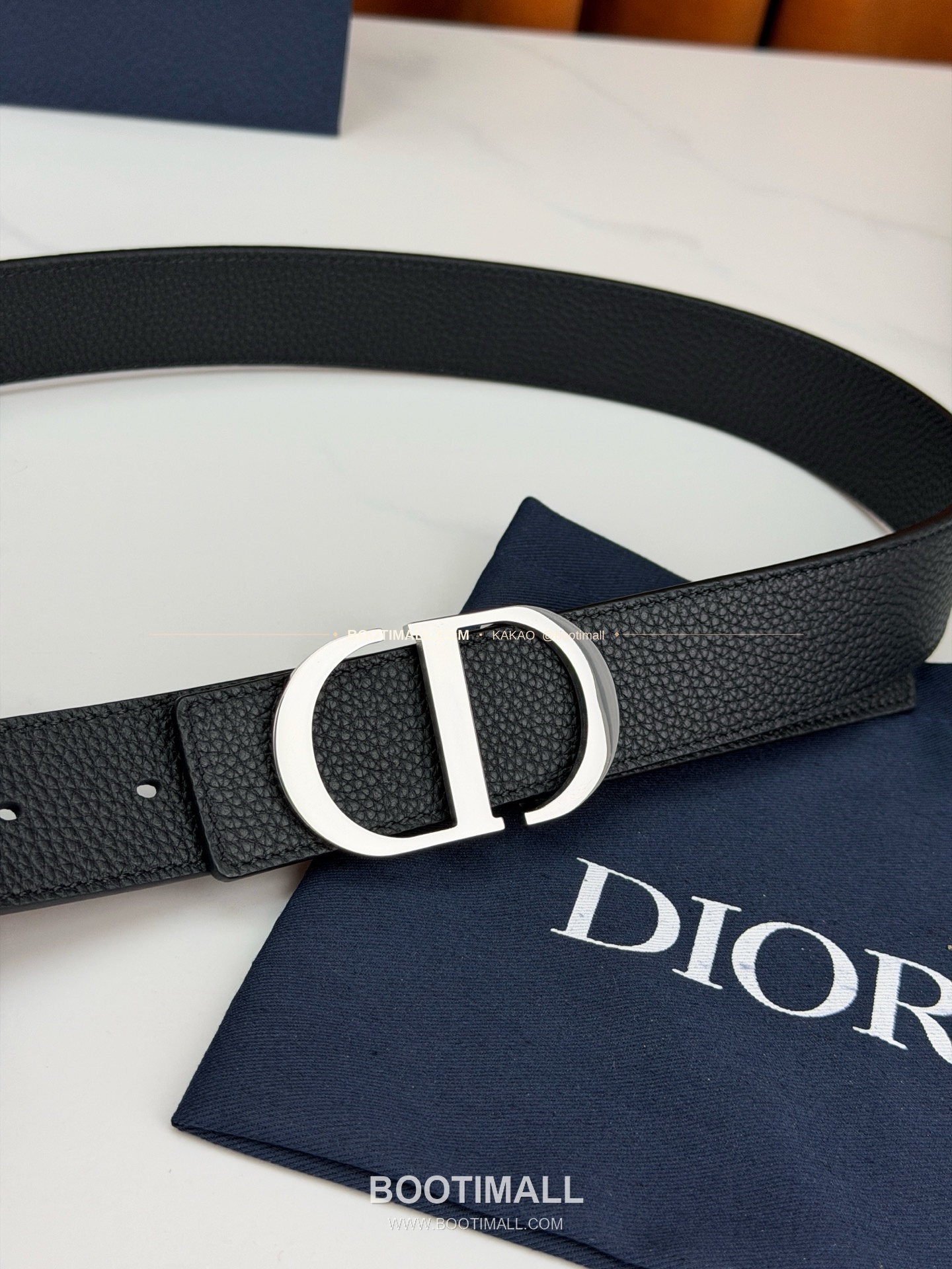 디올 CD 리치드 카프스킨 리버서블 벨트 Dior CD Grained Calfskin Reversible Belt 3.5cm 3
