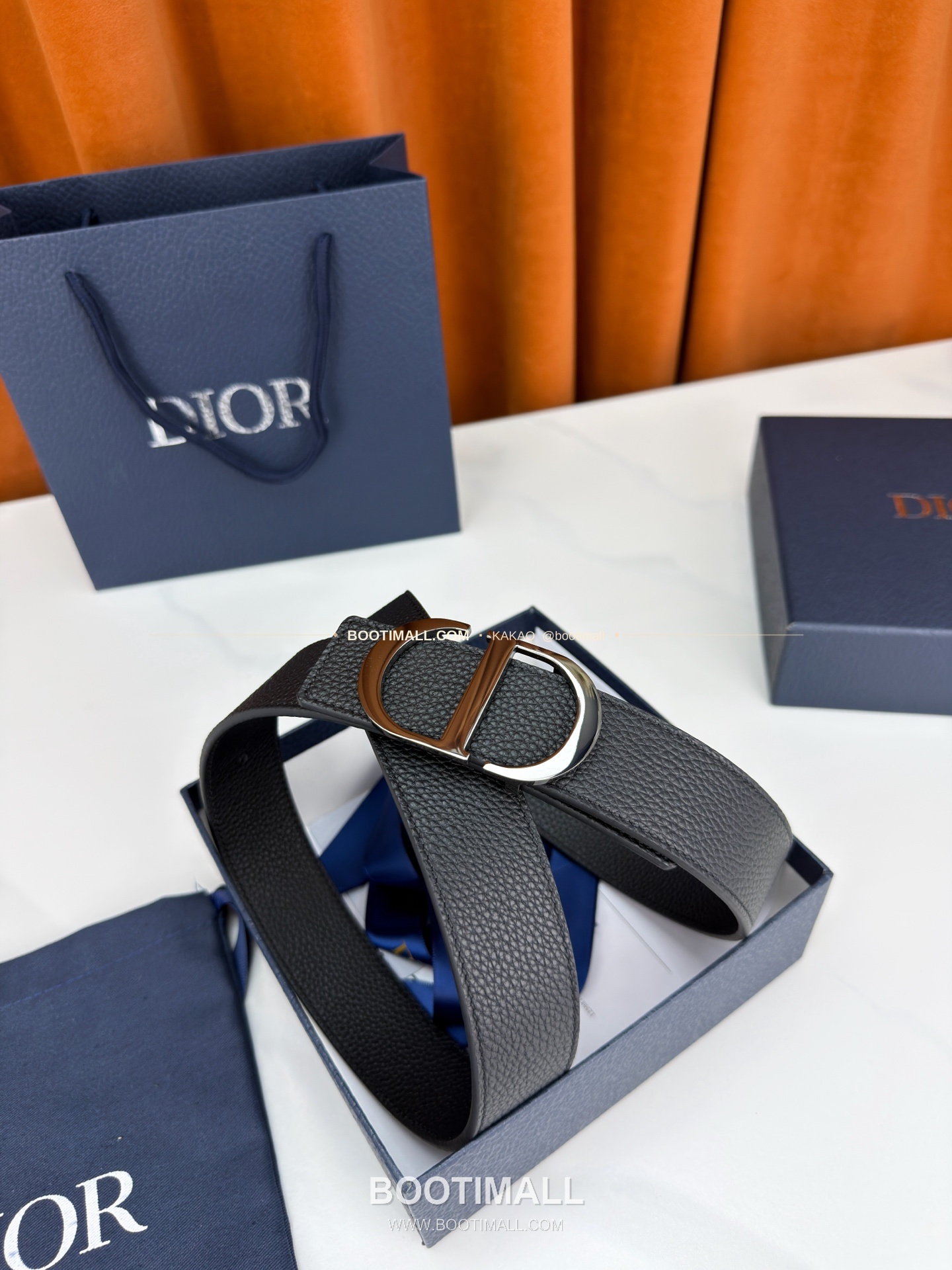 디올 CD 리치드 카프스킨 리버서블 벨트 Dior CD Grained Calfskin Reversible Belt 3.5cm 7