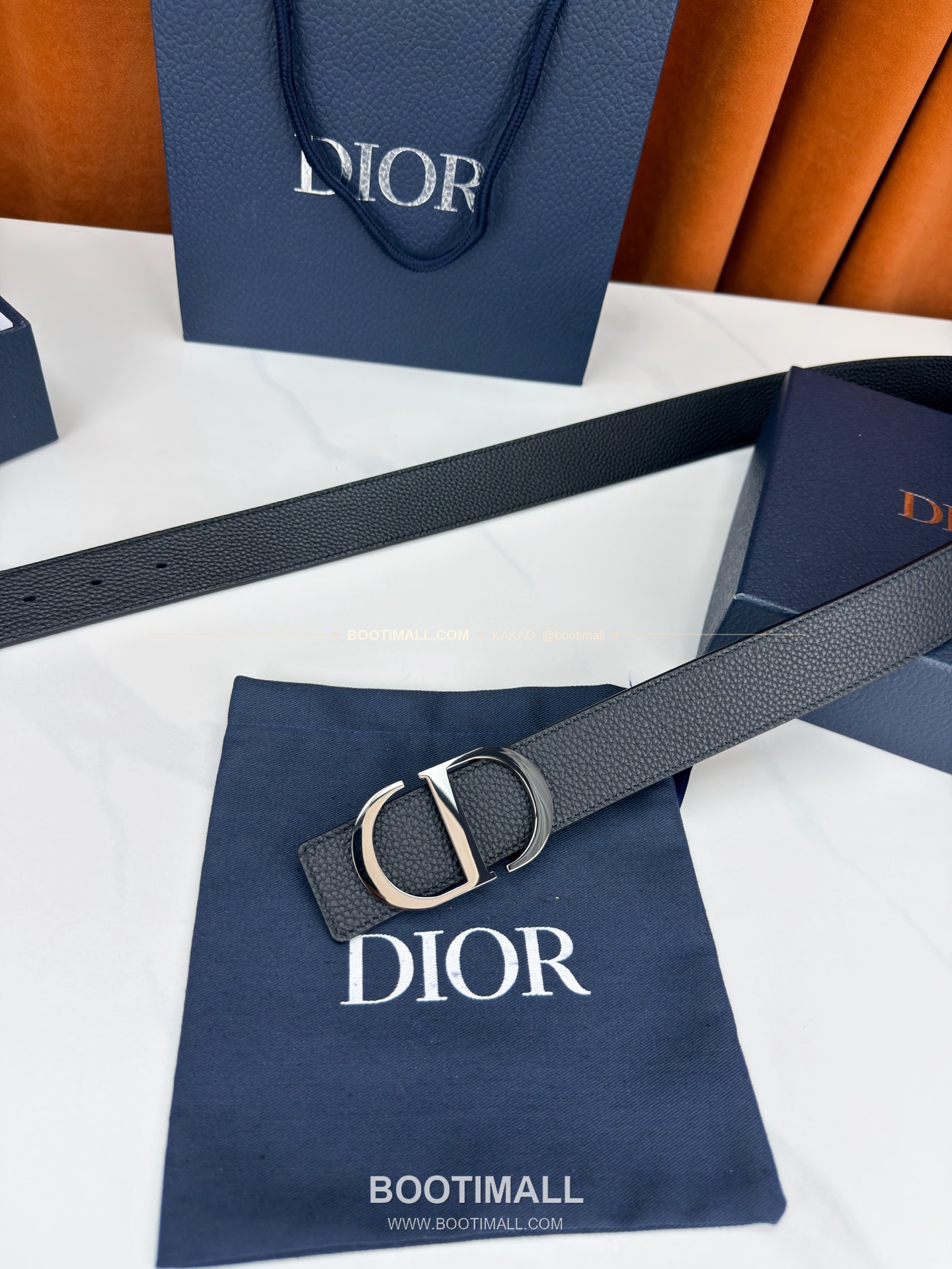 디올 CD 리치드 카프스킨 리버서블 벨트 Dior CD Grained Calfskin Reversible Belt 3.5cm 8