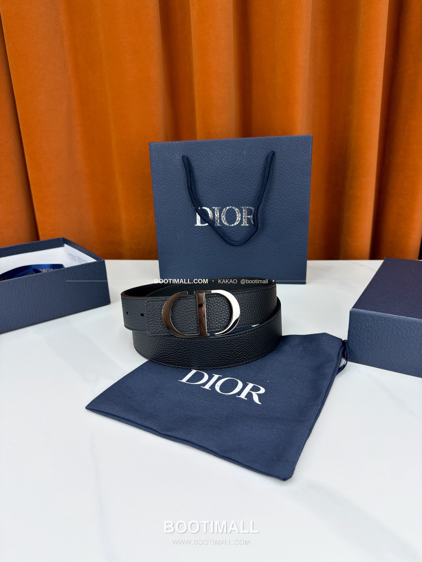 디올 CD 리치드 카프스킨 리버서블 벨트 Dior CD Grained Calfskin Reversible Belt 3.5cm 9