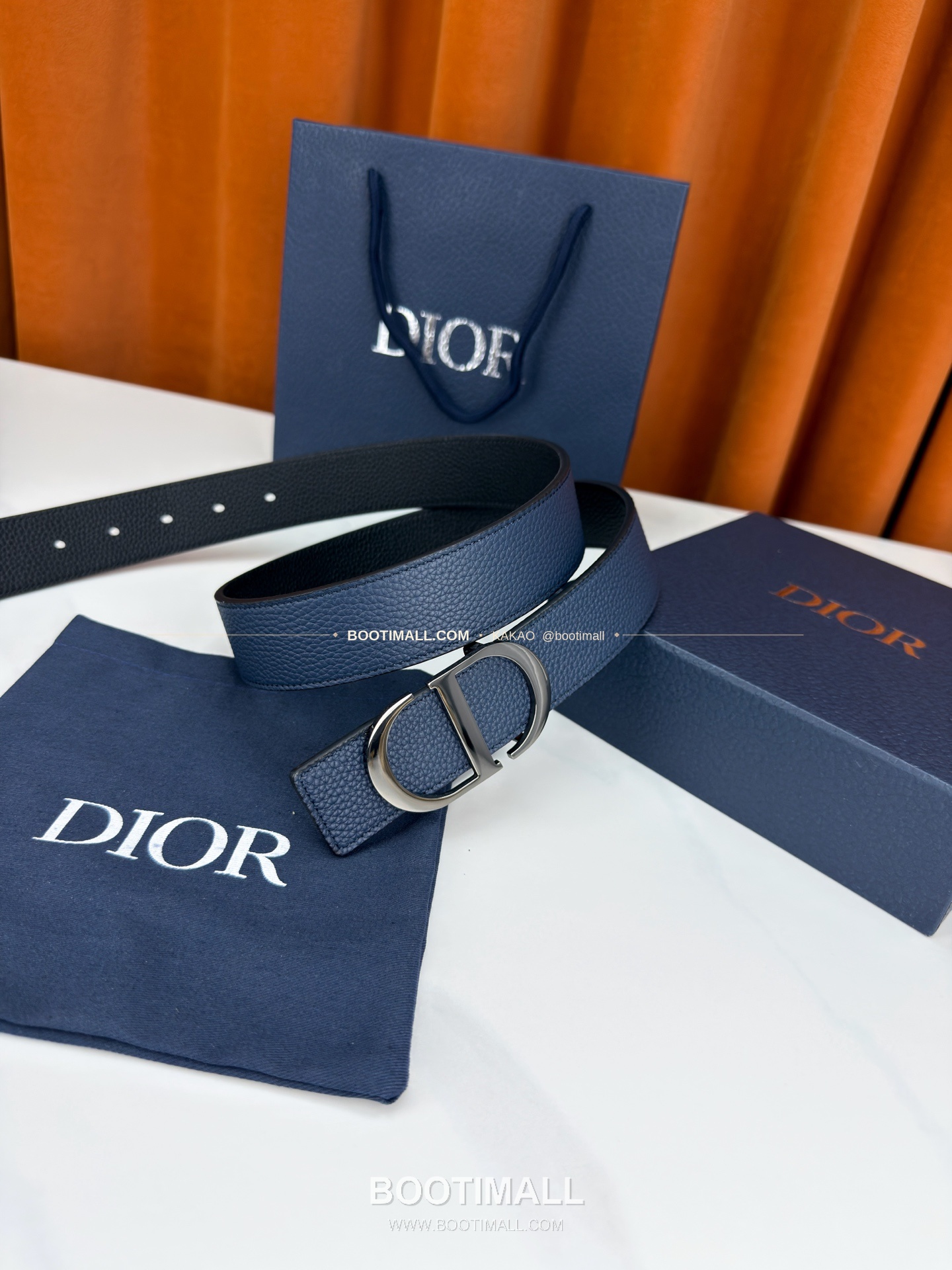 디올 CD 리치드 카프스킨 리버서블 벨트 Dior CD Grained Calfskin Reversible Belt 3.5cm 3