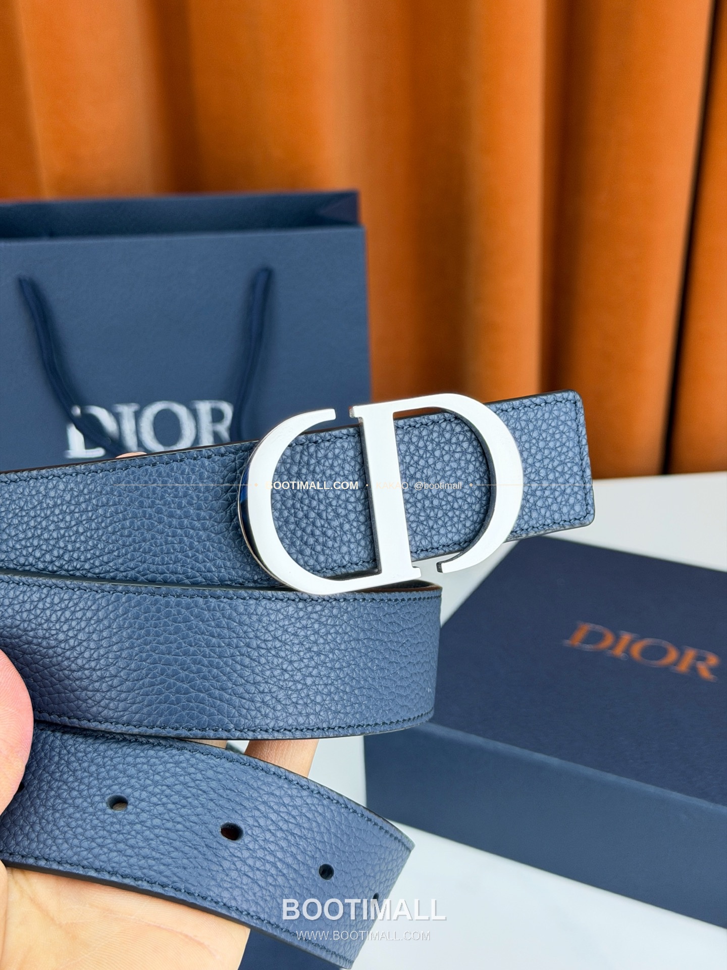 디올 CD 리치드 카프스킨 리버서블 벨트 Dior CD Grained Calfskin Reversible Belt 3.5cm 4