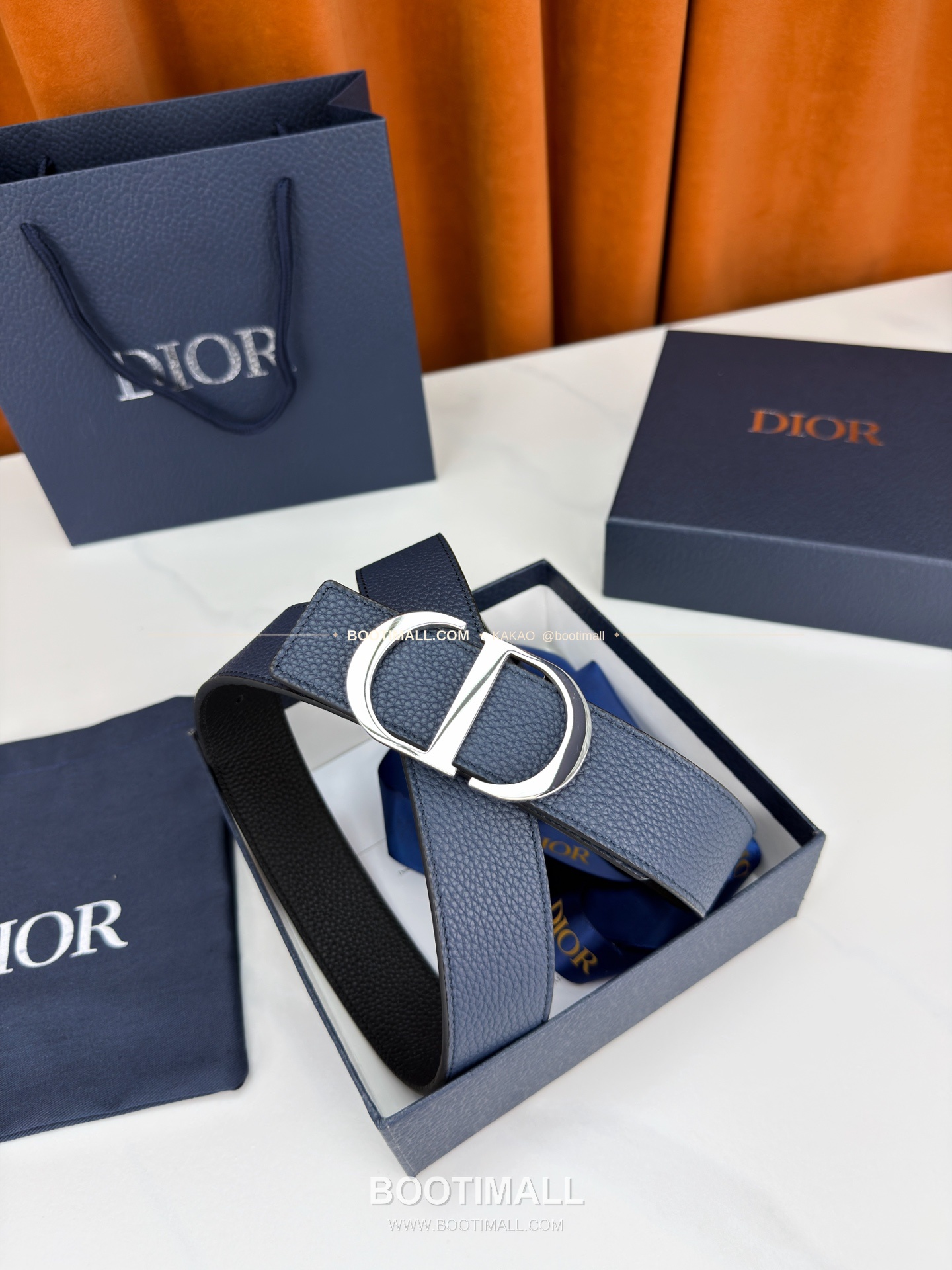 디올 CD 리치드 카프스킨 리버서블 벨트 Dior CD Grained Calfskin Reversible Belt 3.5cm 6