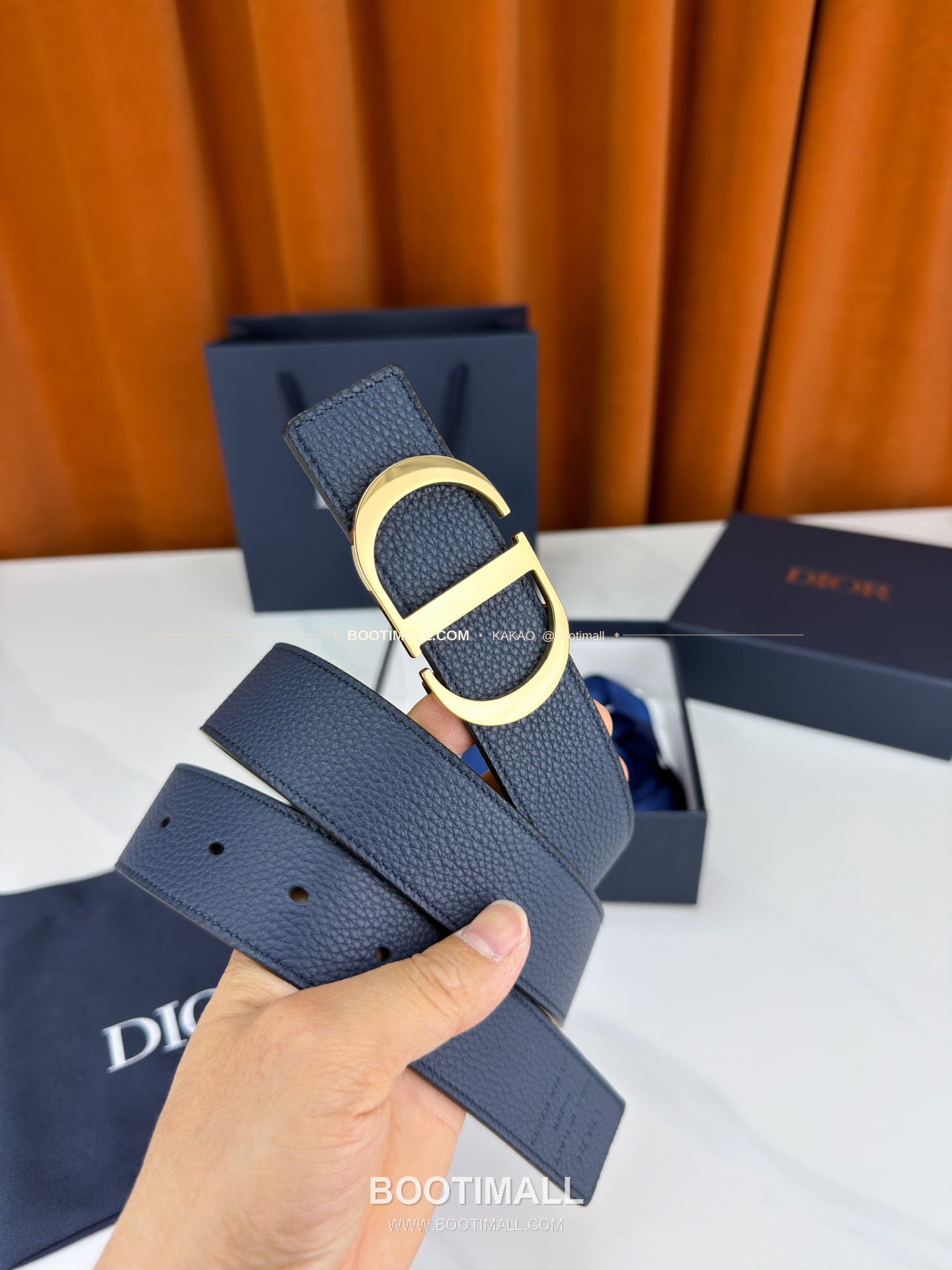 디올 CD 리치드 카프스킨 리버서블 벨트 Dior CD Grained Calfskin Reversible Belt 3.5cm 8