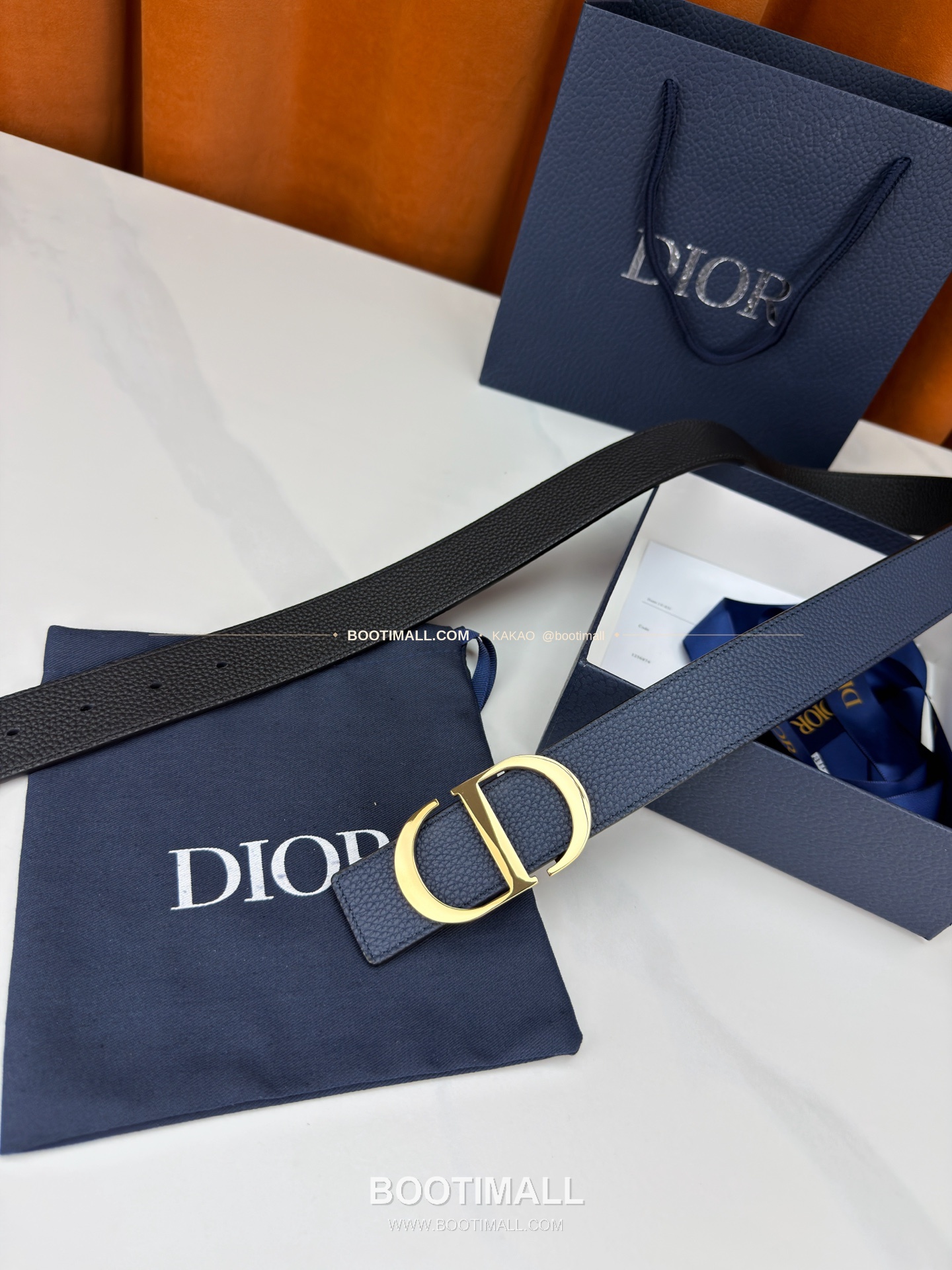 디올 CD 리치드 카프스킨 리버서블 벨트 Dior CD Grained Calfskin Reversible Belt 3.5cm 9