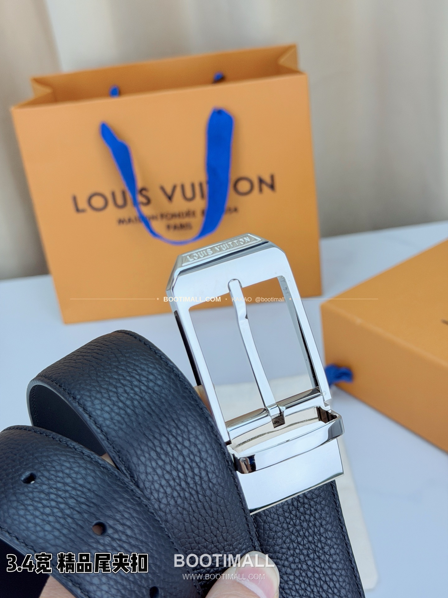 루이비통 LV 리치드 카프스킨 핀버클 블랙 벨트 Louis Vuitton LV Grained Calfskin Pin Buckle Black Belt 3.4cm 4