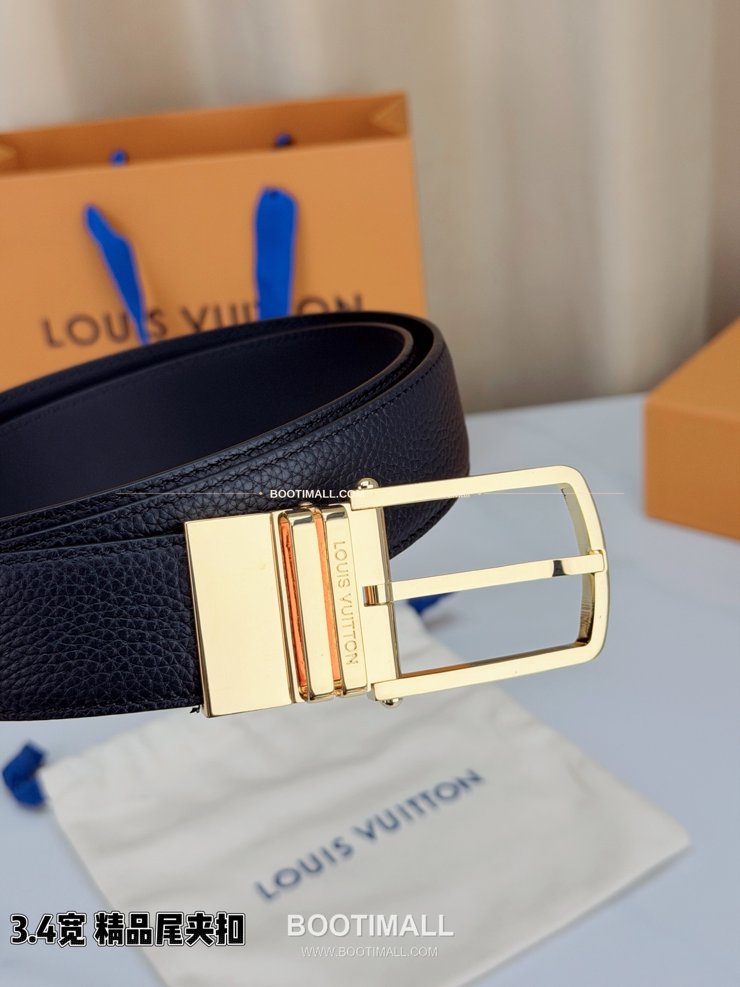 루이비통 LV 리치드 카프스킨 핀버클 블랙 벨트 Louis Vuitton LV Grained Calfskin Pin Buckle Black Belt 3.4cm 6