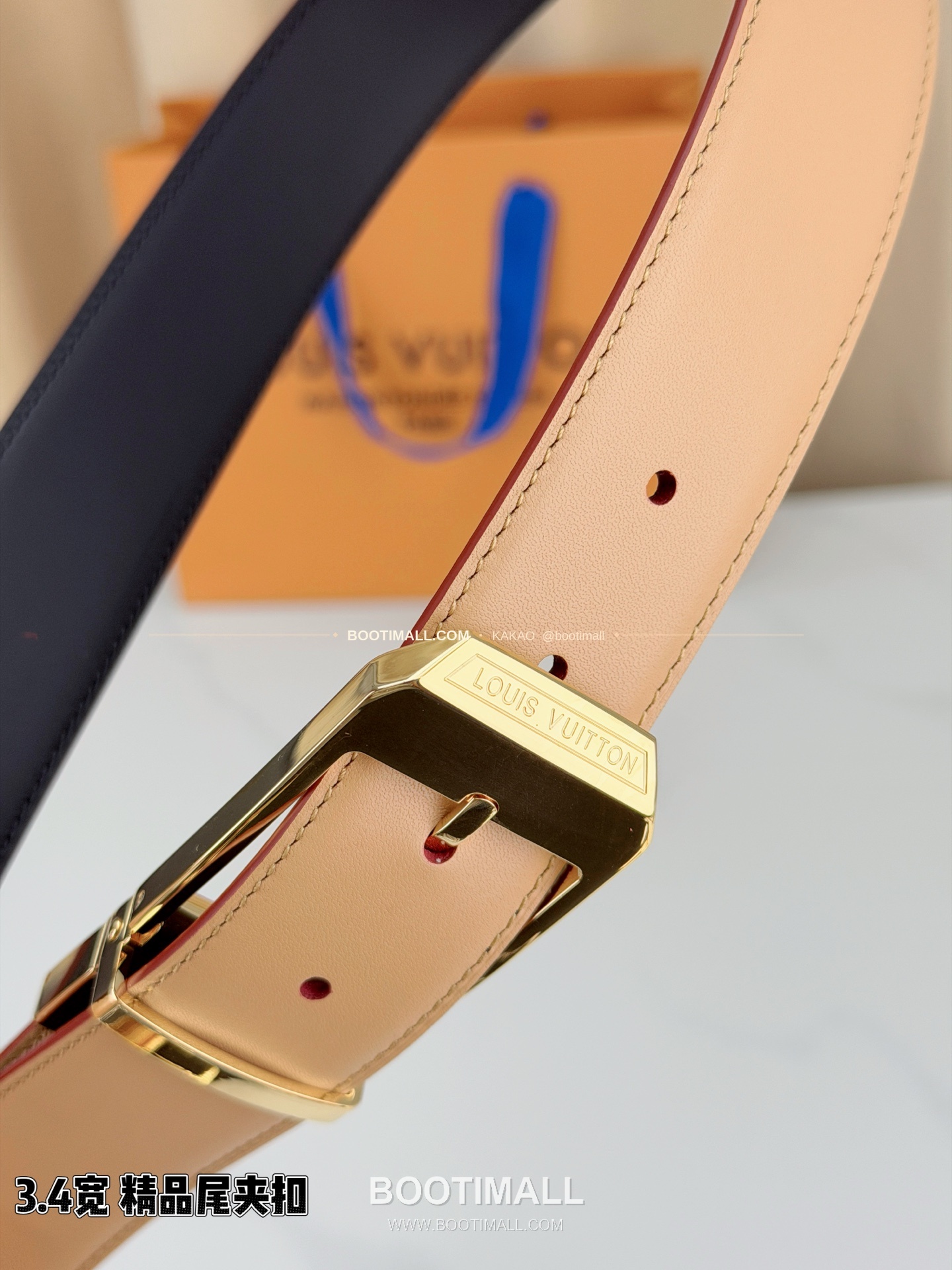루이비통 LV 리치드 카프스킨 핀버클 블랙 벨트 Louis Vuitton LV Grained Calfskin Pin Buckle Black Belt 3.4cm 2