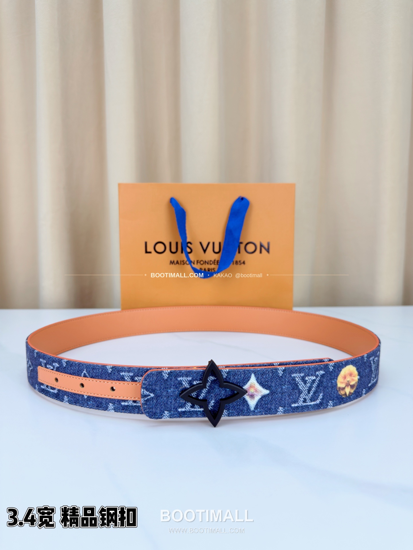 루이비통 LV 모노그램 데님 캔버스 리버서블 벨트 Louis Vuitton LV Monogram Denim Canvas Reversible Belt 3.4cm 1