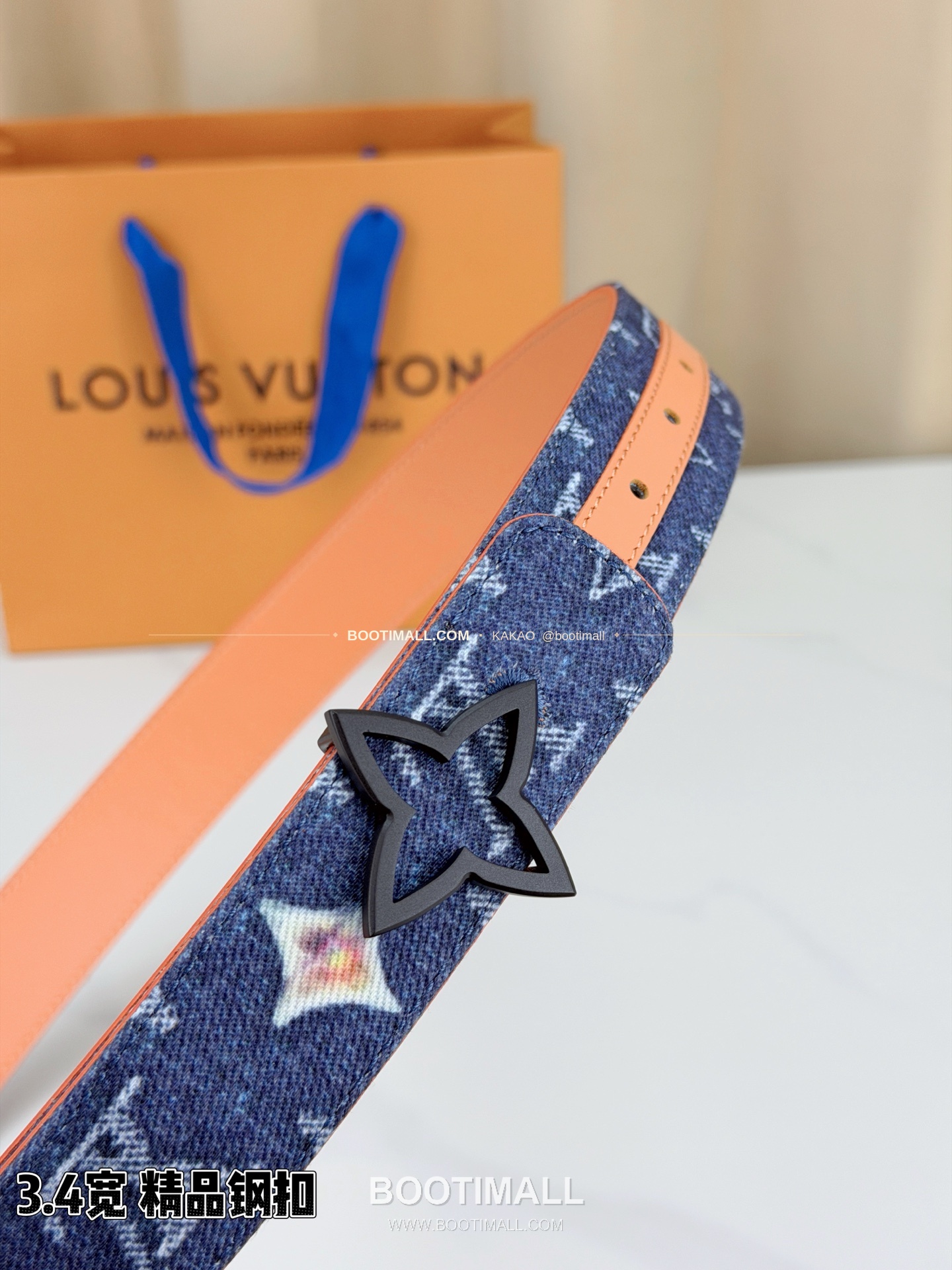 루이비통 LV 모노그램 데님 캔버스 리버서블 벨트 Louis Vuitton LV Monogram Denim Canvas Reversible Belt 3.4cm 2