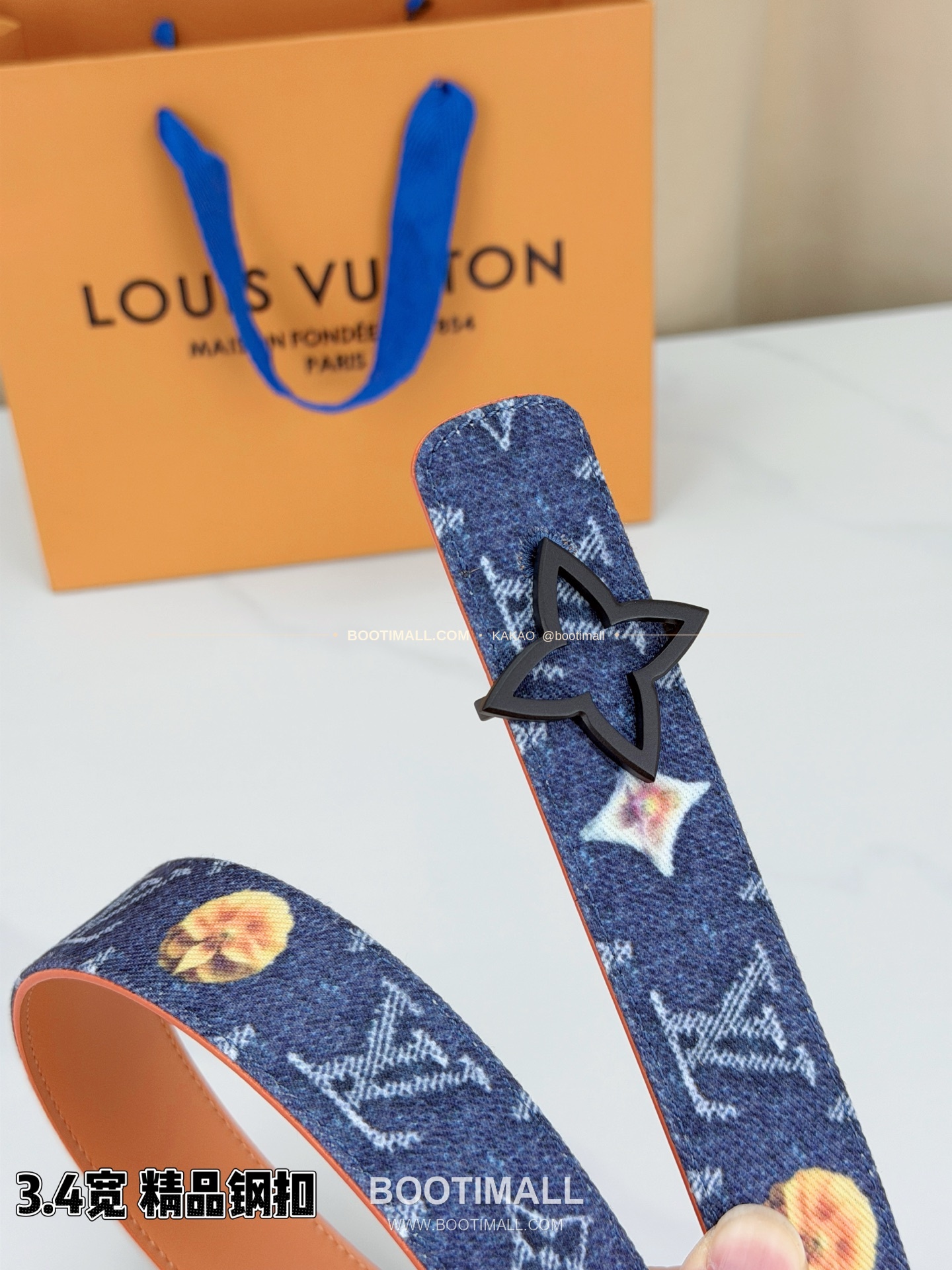 루이비통 LV 모노그램 데님 캔버스 리버서블 벨트 Louis Vuitton LV Monogram Denim Canvas Reversible Belt 3.4cm 3