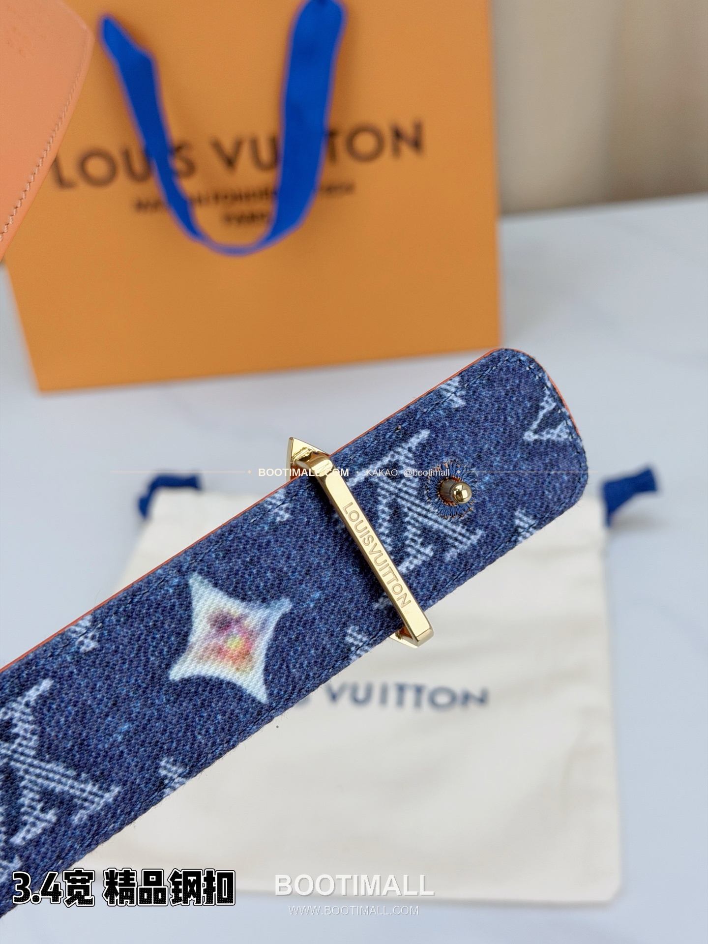 루이비통 LV 모노그램 데님 캔버스 리버서블 벨트 Louis Vuitton LV Monogram Denim Canvas Reversible Belt 3.4cm 6