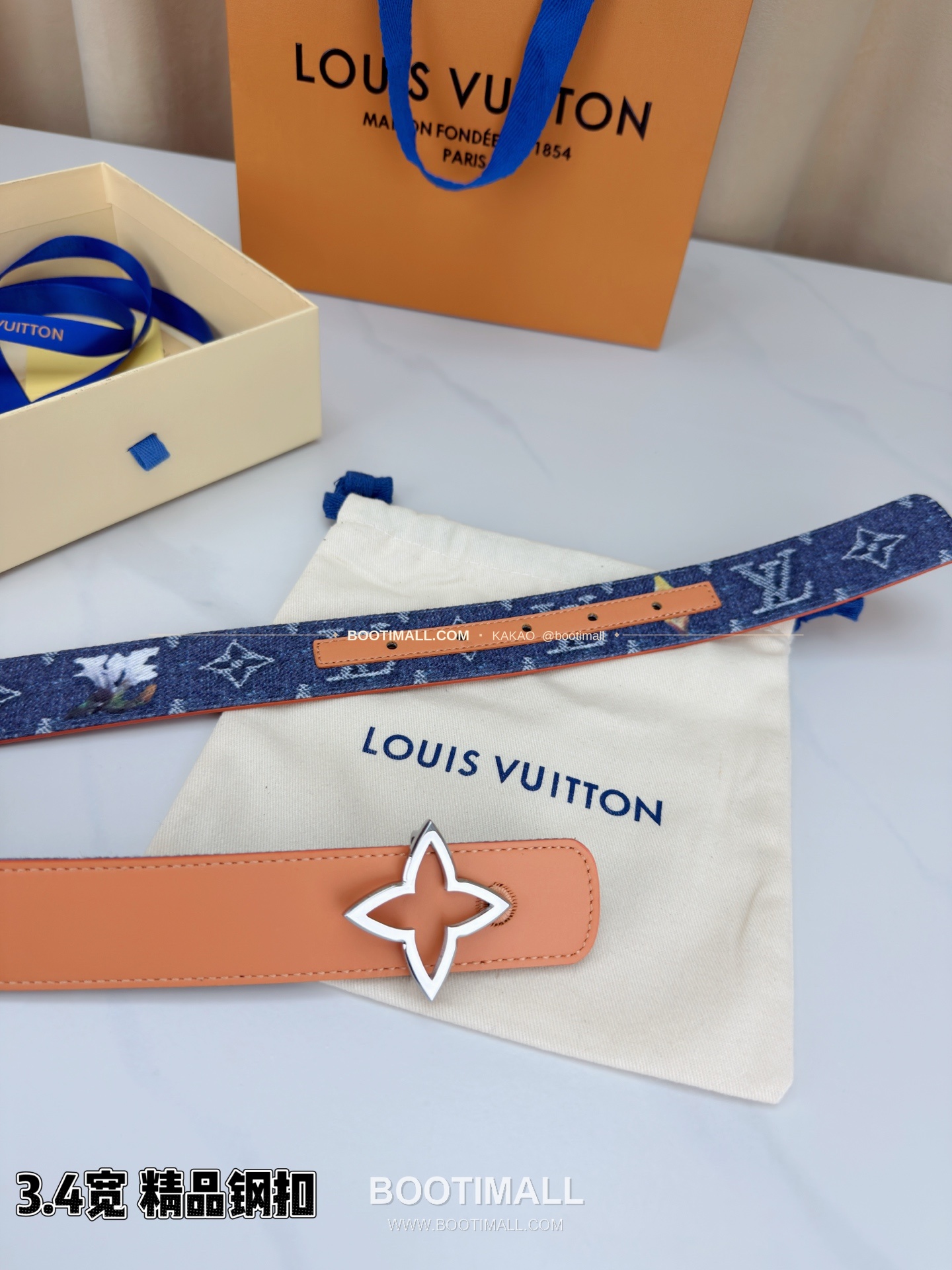 루이비통 LV 모노그램 데님 캔버스 리버서블 벨트 Louis Vuitton LV Monogram Denim Canvas Reversible Belt 3.4cm 8