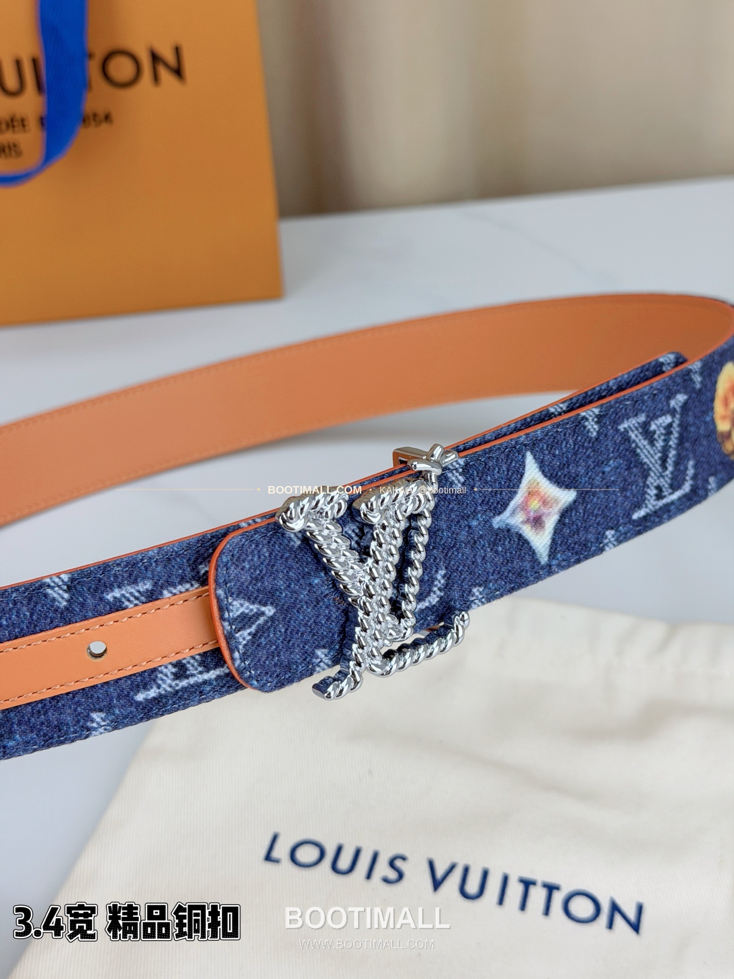 루이비통 LV 데님 캔버스 카프스킨 리버서블 벨트 Louis Vuitton LV Denim Canvas Calfskin Reversible Belt 3.4cm 2