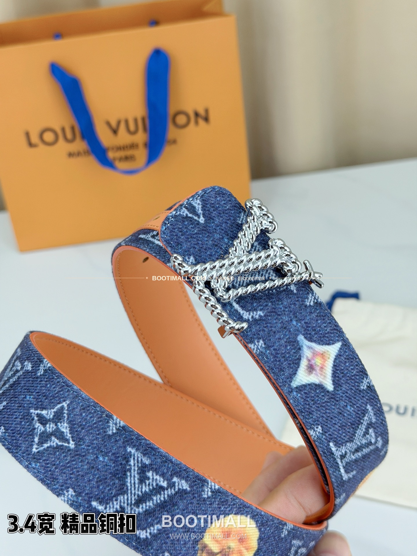 루이비통 LV 데님 캔버스 카프스킨 리버서블 벨트 Louis Vuitton LV Denim Canvas Calfskin Reversible Belt 3.4cm 4