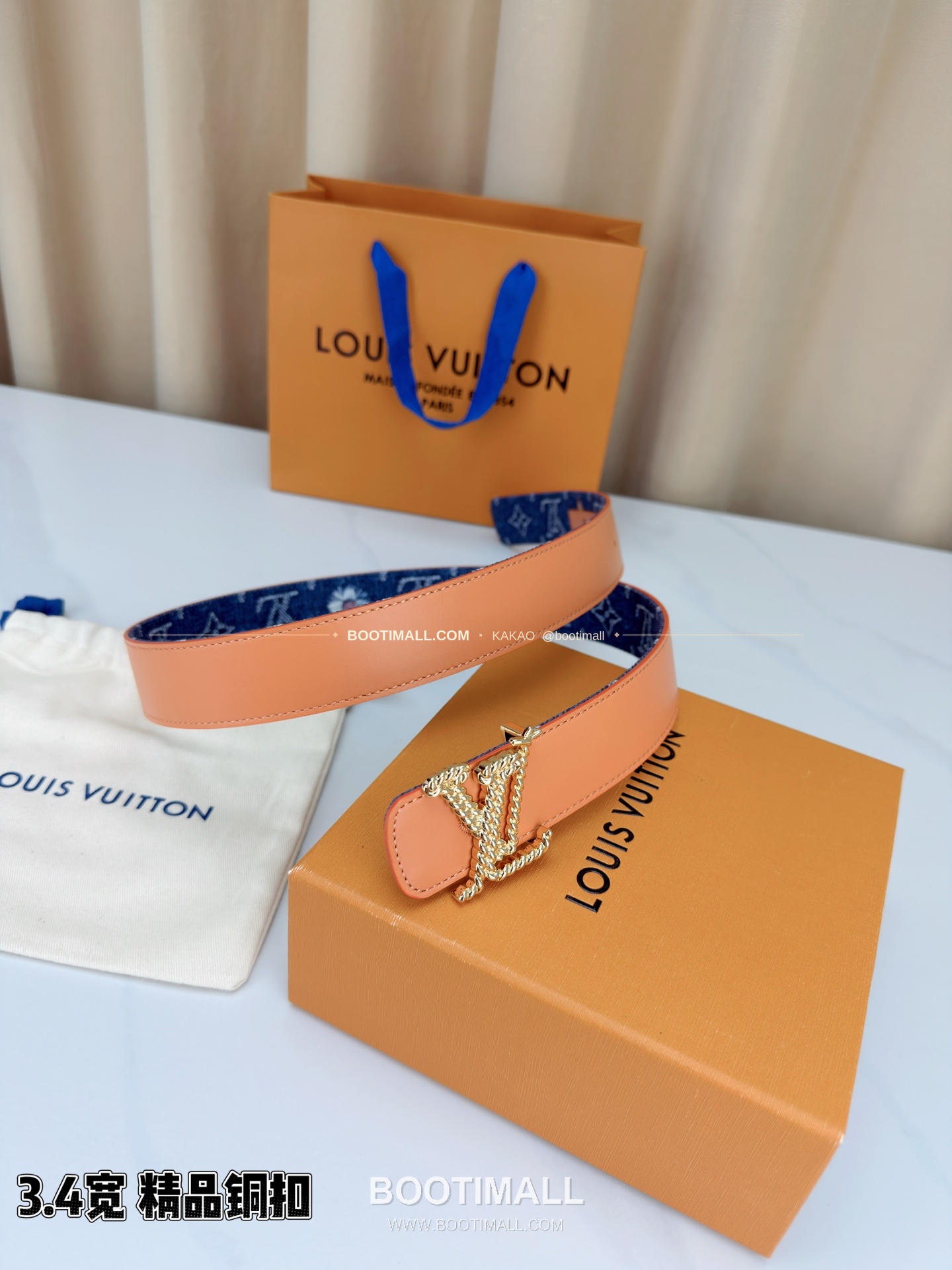 루이비통 LV 데님 캔버스 카프스킨 리버서블 벨트 Louis Vuitton LV Denim Canvas Calfskin Reversible Belt 3.4cm 6