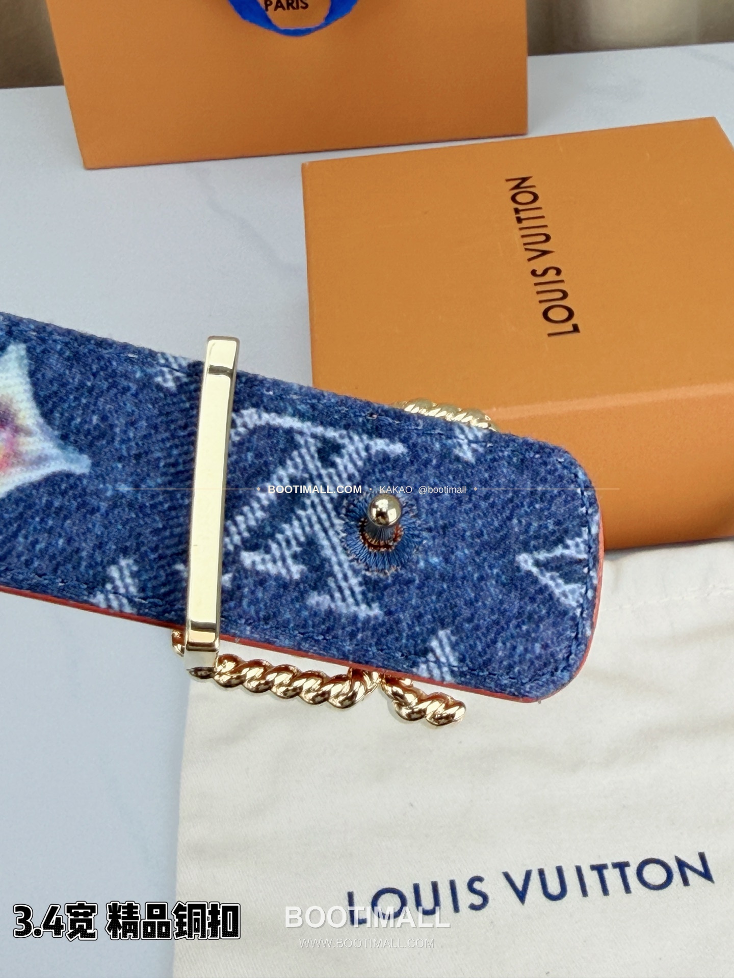 루이비통 LV 데님 캔버스 카프스킨 리버서블 벨트 Louis Vuitton LV Denim Canvas Calfskin Reversible Belt 3.4cm 9