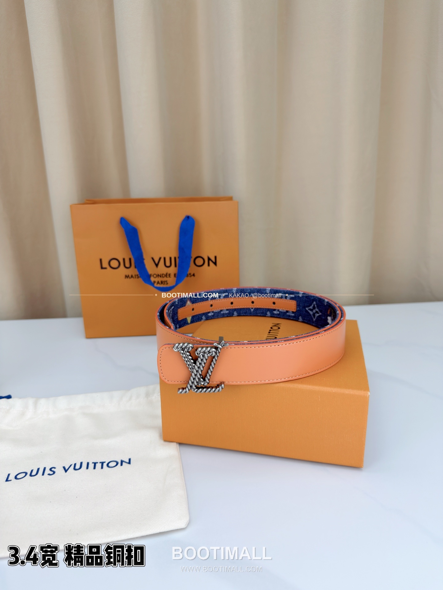 루이비통 LV 데님 캔버스 카프스킨 리버서블 벨트 Louis Vuitton LV Denim Canvas Calfskin Reversible Belt 3.4cm 5