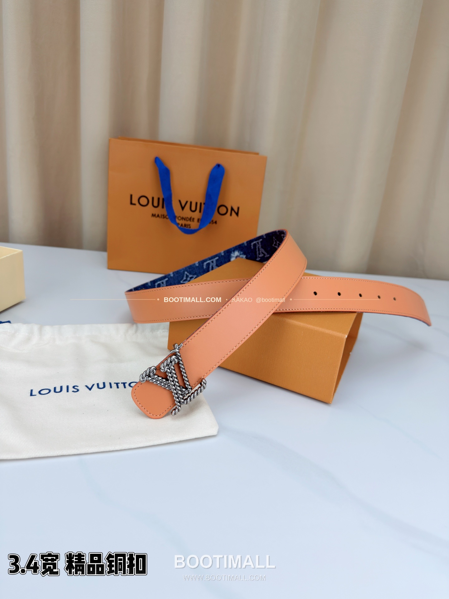 루이비통 LV 데님 캔버스 카프스킨 리버서블 벨트 Louis Vuitton LV Denim Canvas Calfskin Reversible Belt 3.4cm 6