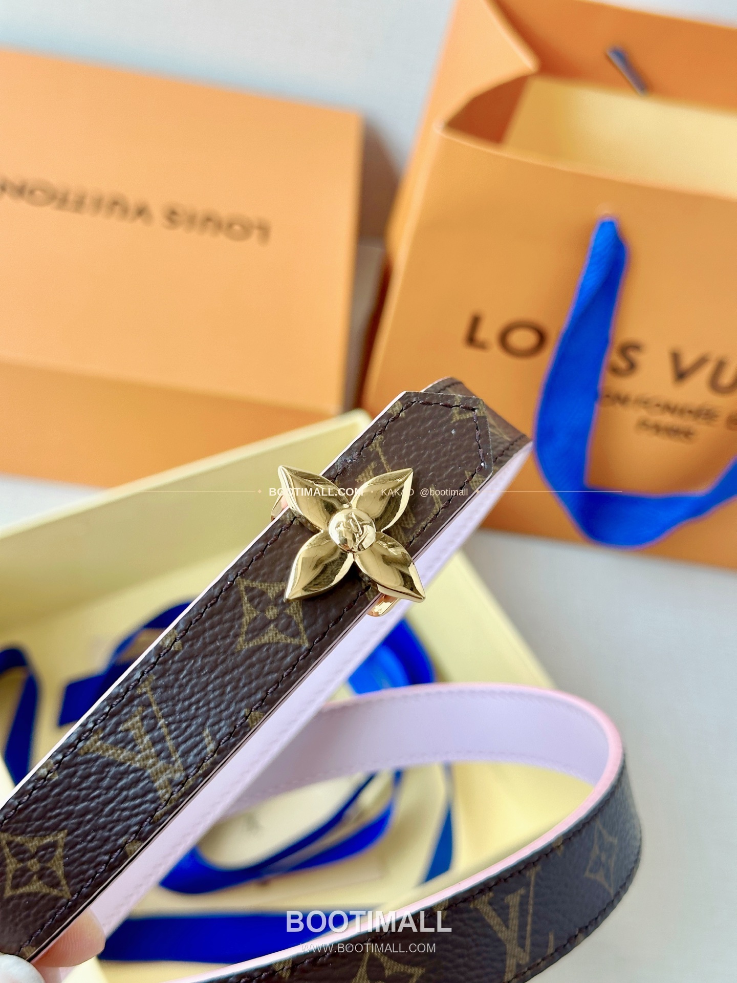 루이비통 LV 모노그램 캔버스 플라워 버클 리버서블 벨트 Louis Vuitton LV Monogram Canvas Flower Buckle Reversible Belt 2cm 5