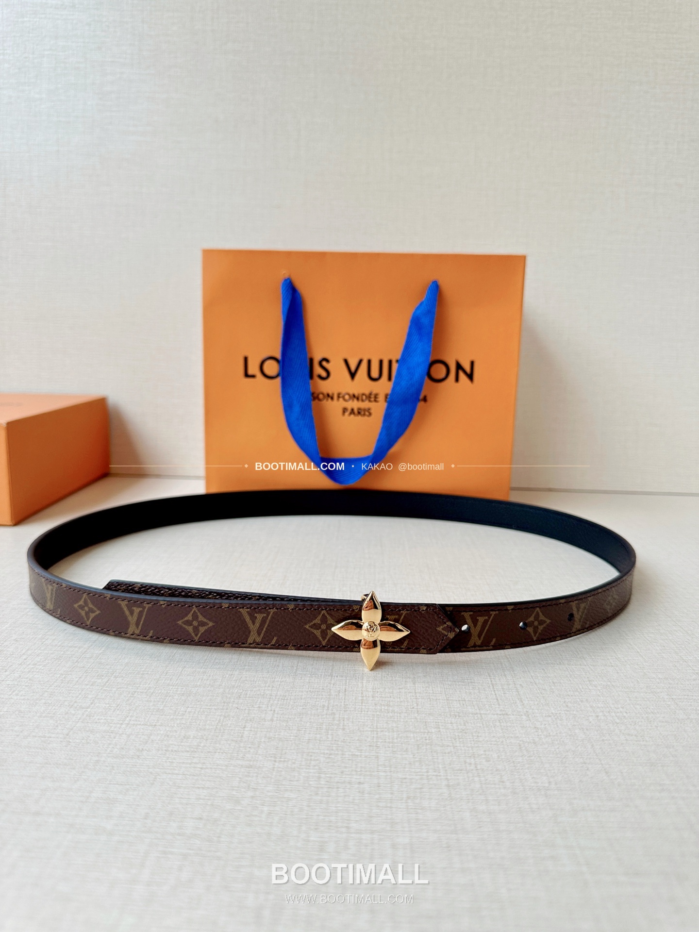 루이비통 LV 모노그램 캔버스 플라워 버클 리버서블 벨트 Louis Vuitton LV Monogram Canvas Flower Buckle Reversible Belt 2cm 1