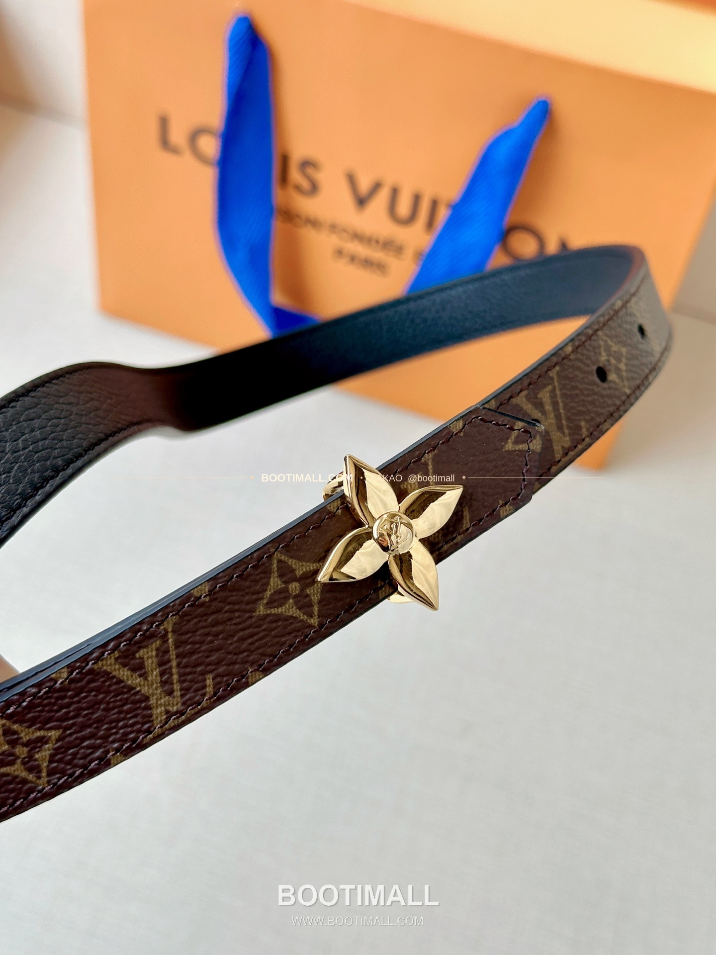 루이비통 LV 모노그램 캔버스 플라워 버클 리버서블 벨트 Louis Vuitton LV Monogram Canvas Flower Buckle Reversible Belt 2cm 2
