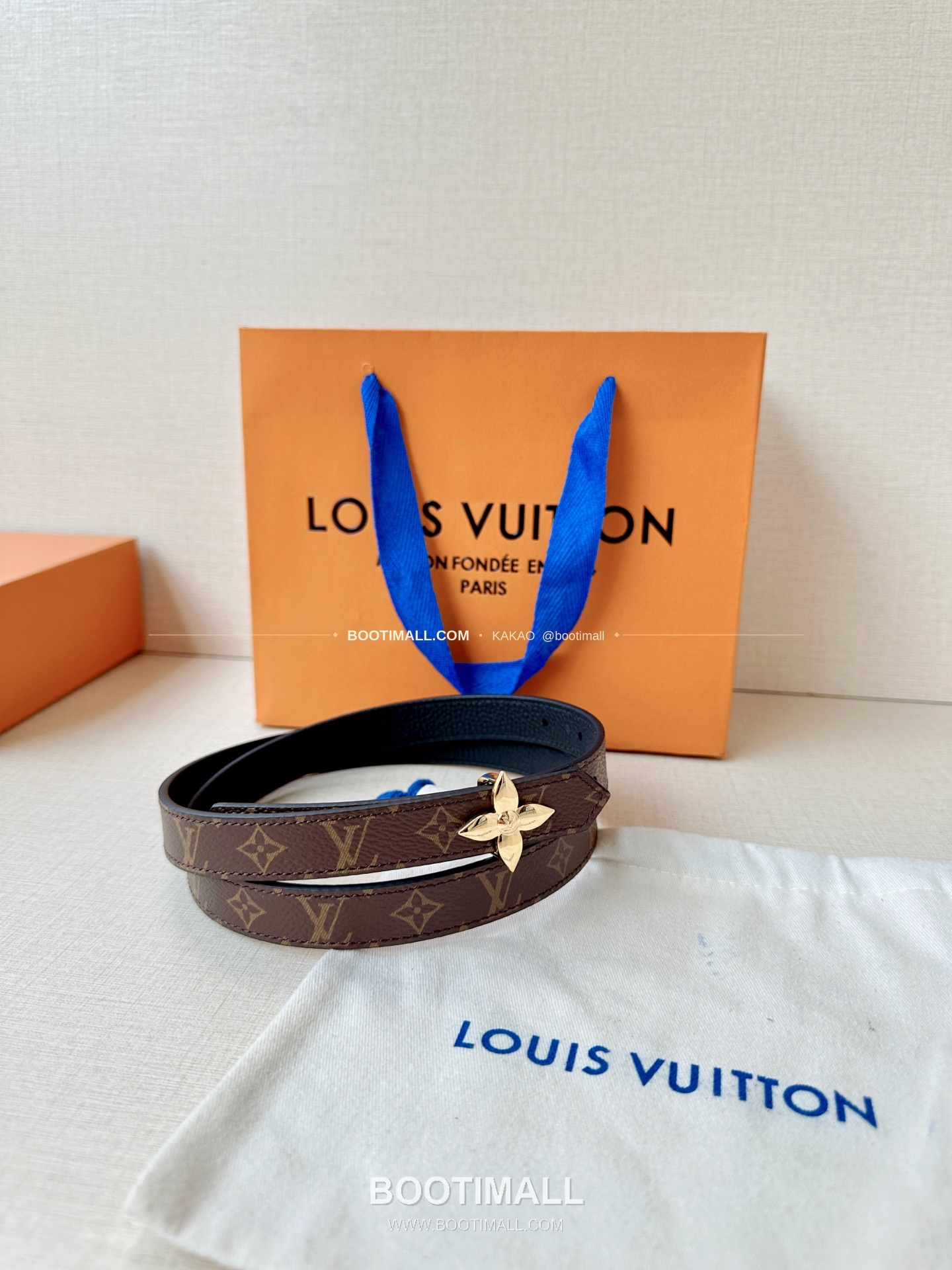 루이비통 LV 모노그램 캔버스 플라워 버클 리버서블 벨트 Louis Vuitton LV Monogram Canvas Flower Buckle Reversible Belt 2cm 3