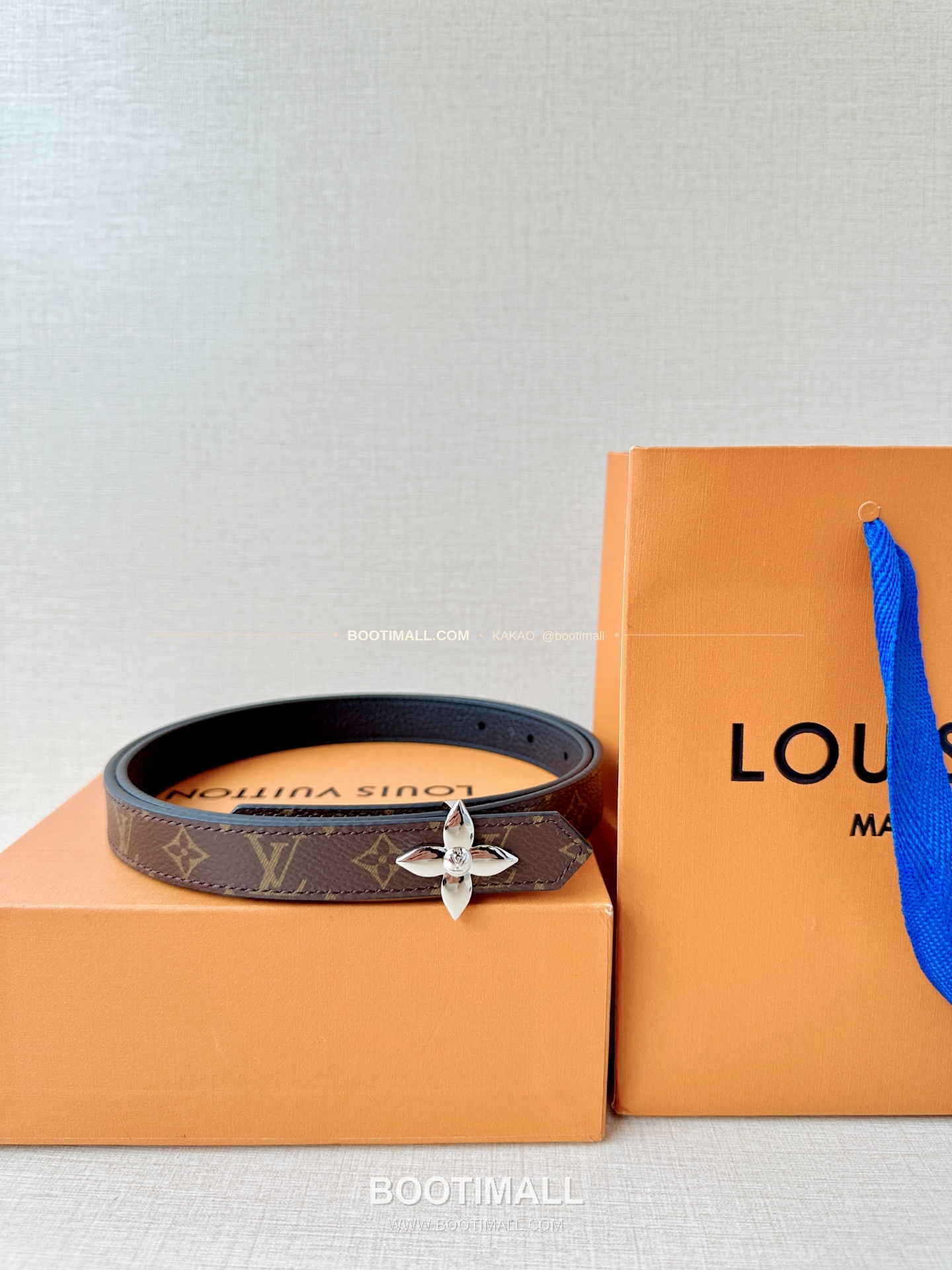 루이비통 LV 모노그램 캔버스 플라워 버클 리버서블 벨트 Louis Vuitton LV Monogram Canvas Flower Buckle Reversible Belt 2cm 6