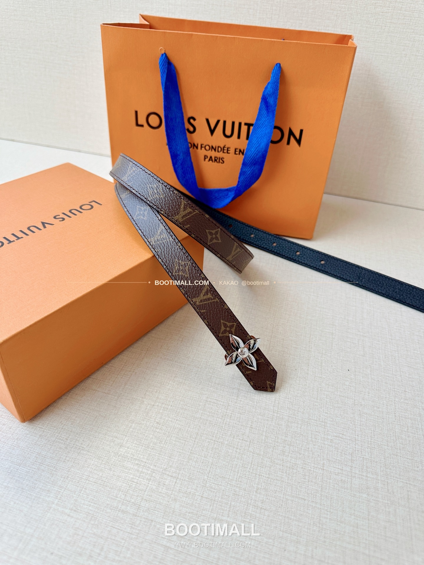 루이비통 LV 모노그램 캔버스 플라워 버클 리버서블 벨트 Louis Vuitton LV Monogram Canvas Flower Buckle Reversible Belt 2cm 7