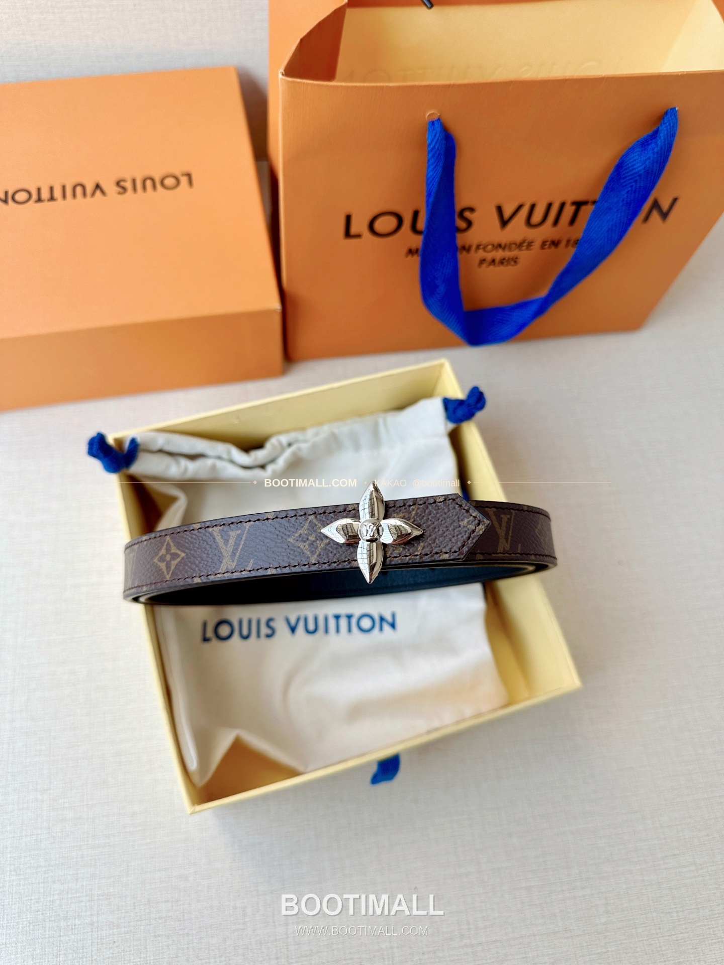 루이비통 LV 모노그램 캔버스 플라워 버클 리버서블 벨트 Louis Vuitton LV Monogram Canvas Flower Buckle Reversible Belt 2cm 8