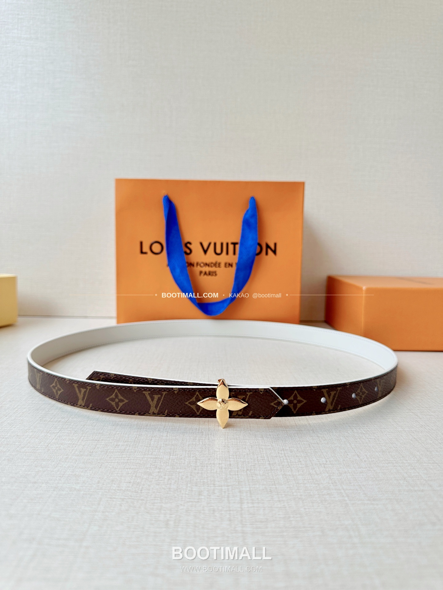 루이비통 LV 모노그램 캔버스 플라워 버클 리버서블 벨트 Louis Vuitton LV Monogram Canvas Flower Buckle Reversible Belt 2cm 1