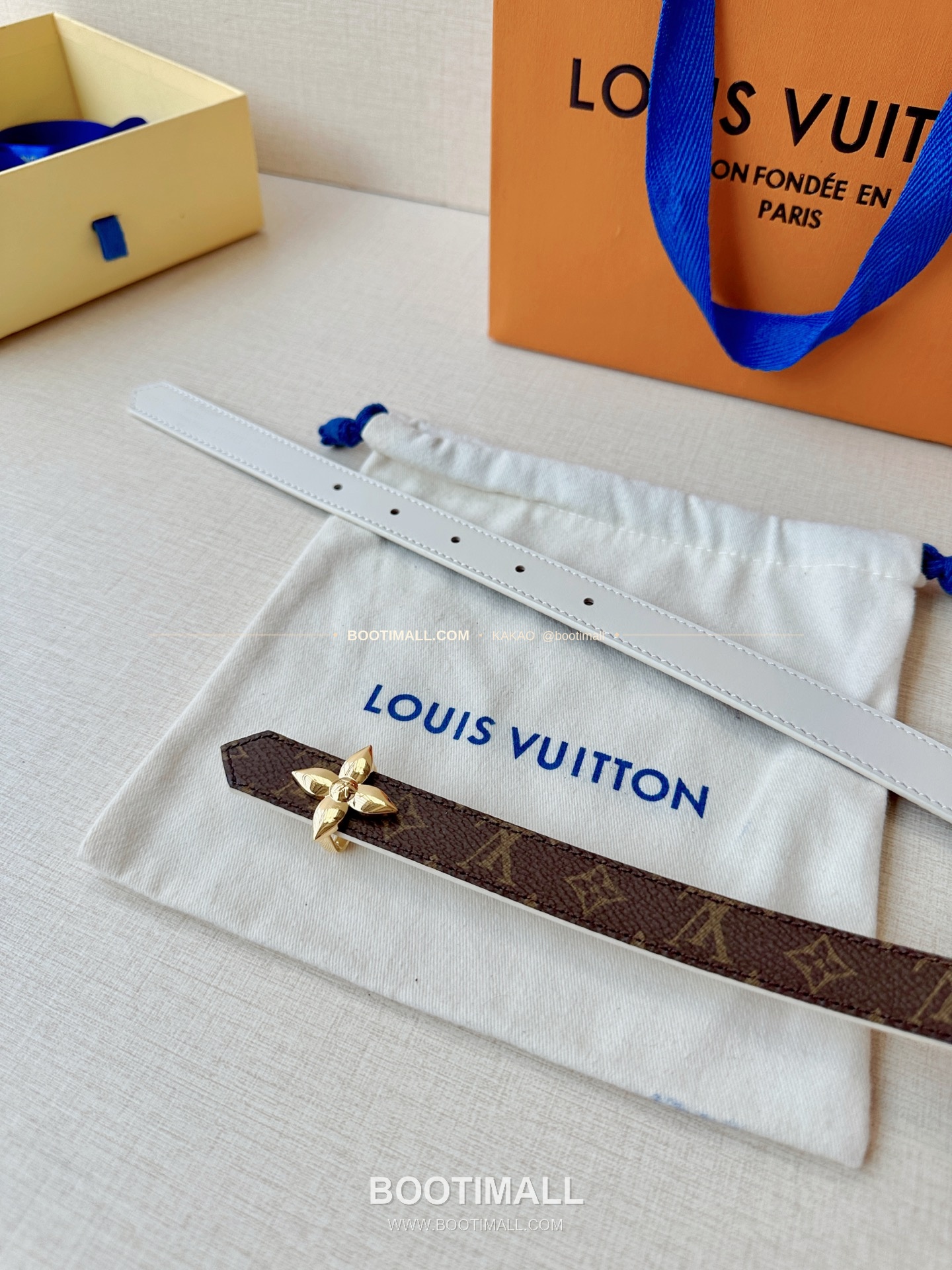 루이비통 LV 모노그램 캔버스 플라워 버클 리버서블 벨트 Louis Vuitton LV Monogram Canvas Flower Buckle Reversible Belt 2cm 4