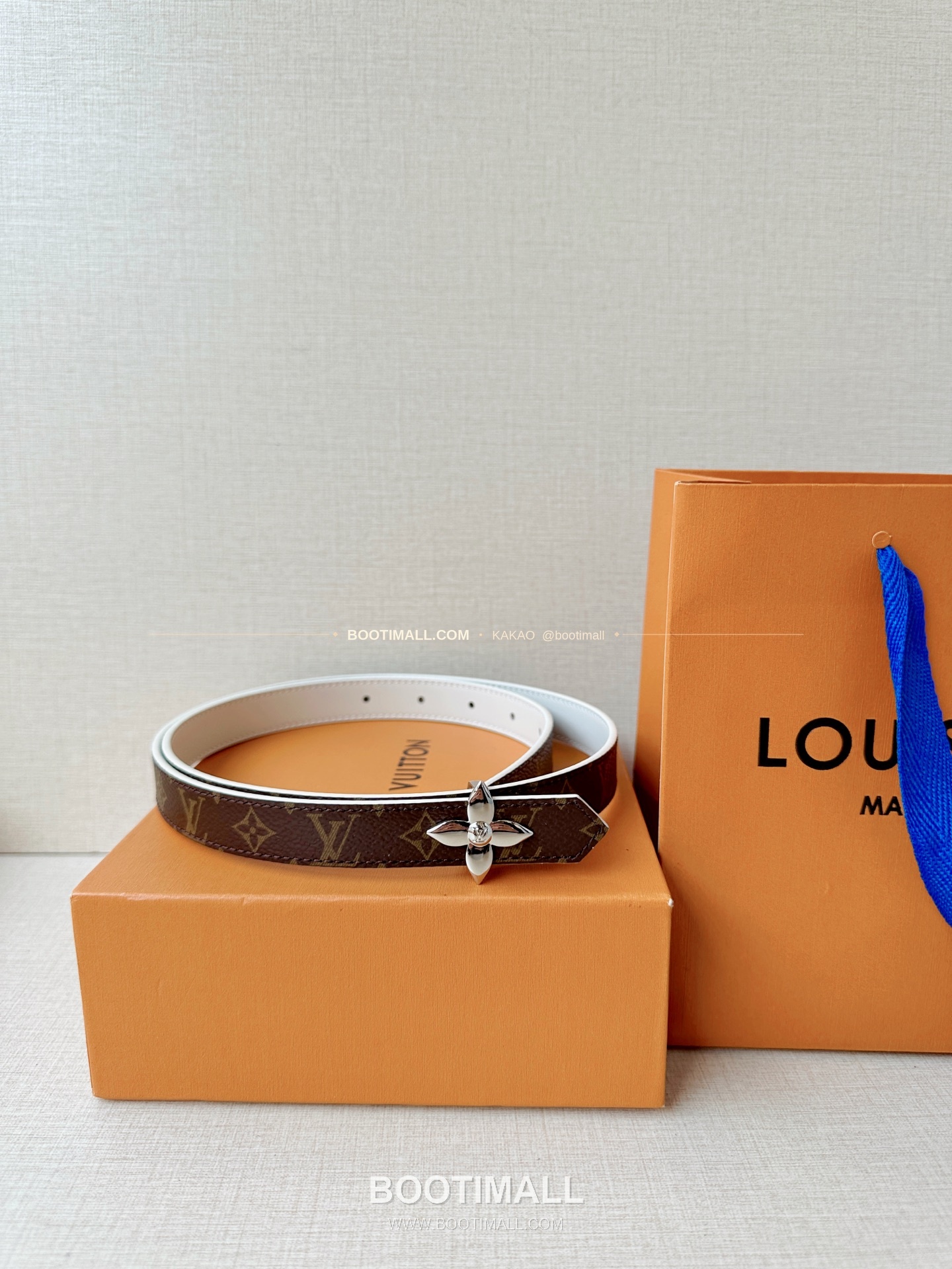 루이비통 LV 모노그램 캔버스 플라워 버클 리버서블 벨트 Louis Vuitton LV Monogram Canvas Flower Buckle Reversible Belt 2cm 5