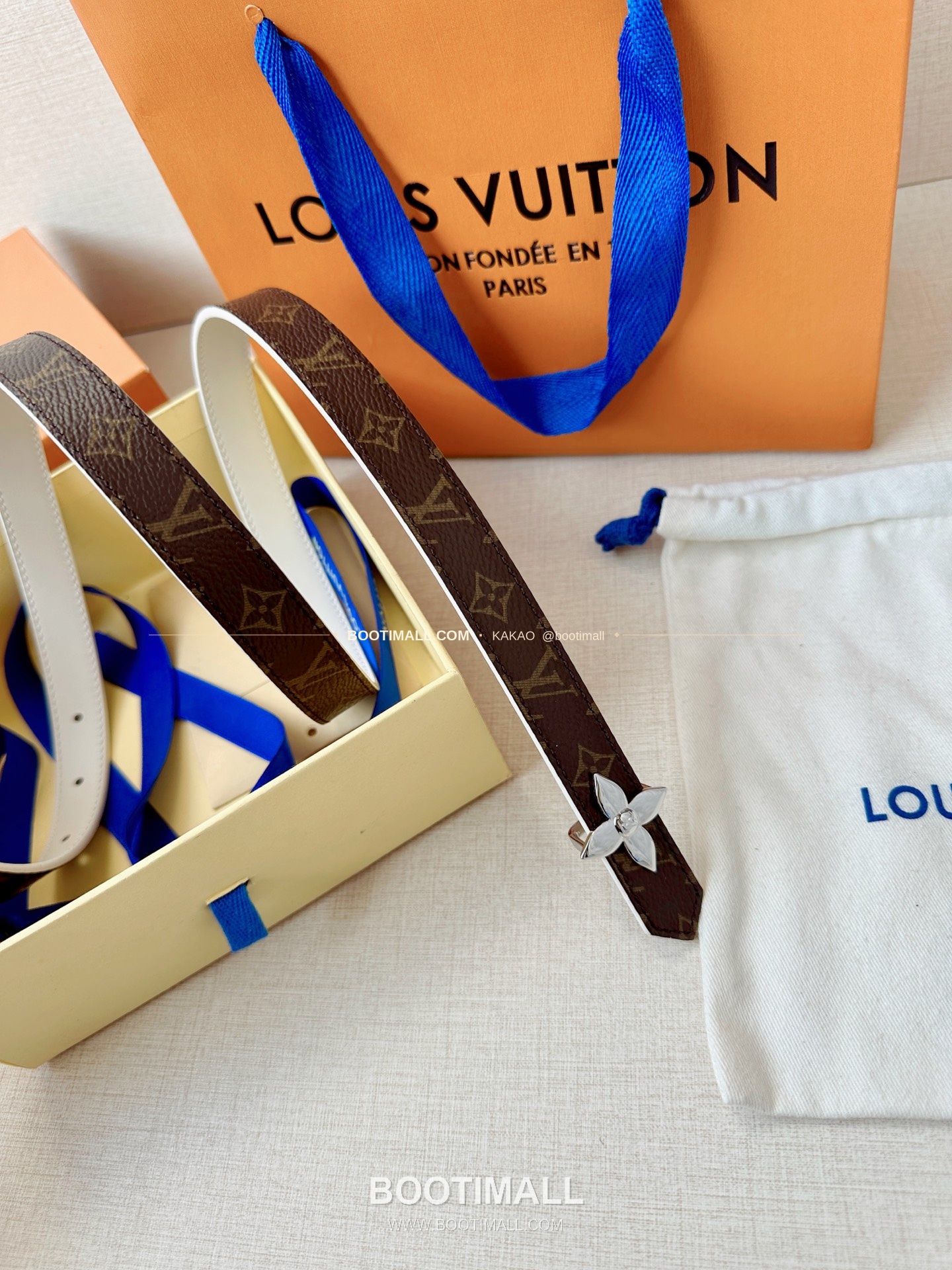 루이비통 LV 모노그램 캔버스 플라워 버클 리버서블 벨트 Louis Vuitton LV Monogram Canvas Flower Buckle Reversible Belt 2cm 7