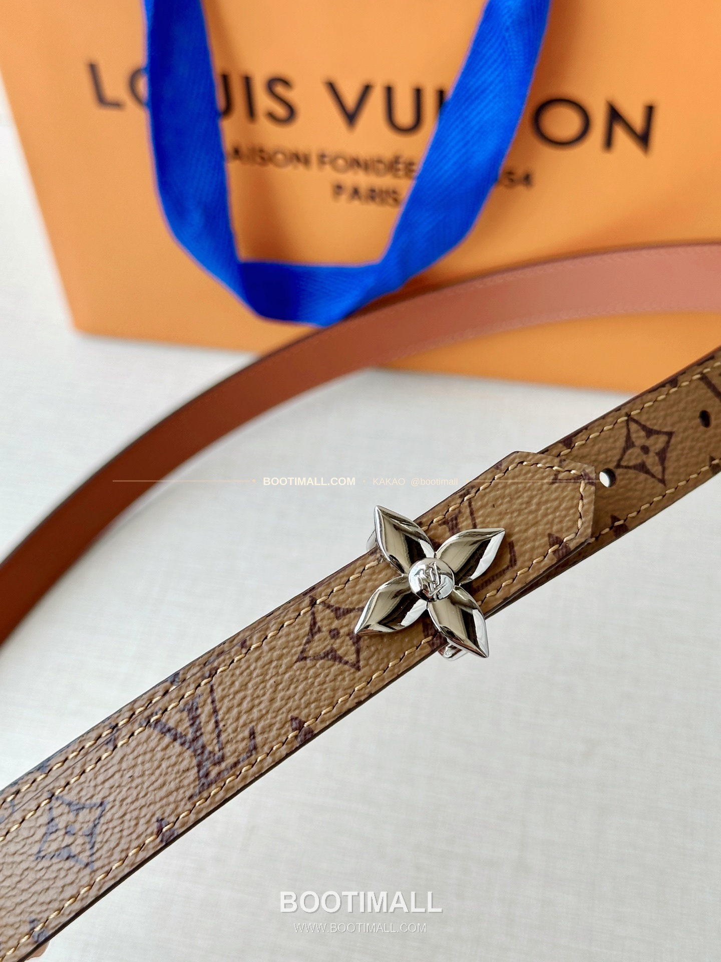 루이비통 LV 모노그램 캔버스 플라워 버클 리버서블 벨트 Louis Vuitton LV Monogram Canvas Flower Buckle Reversible Belt 2cm 2