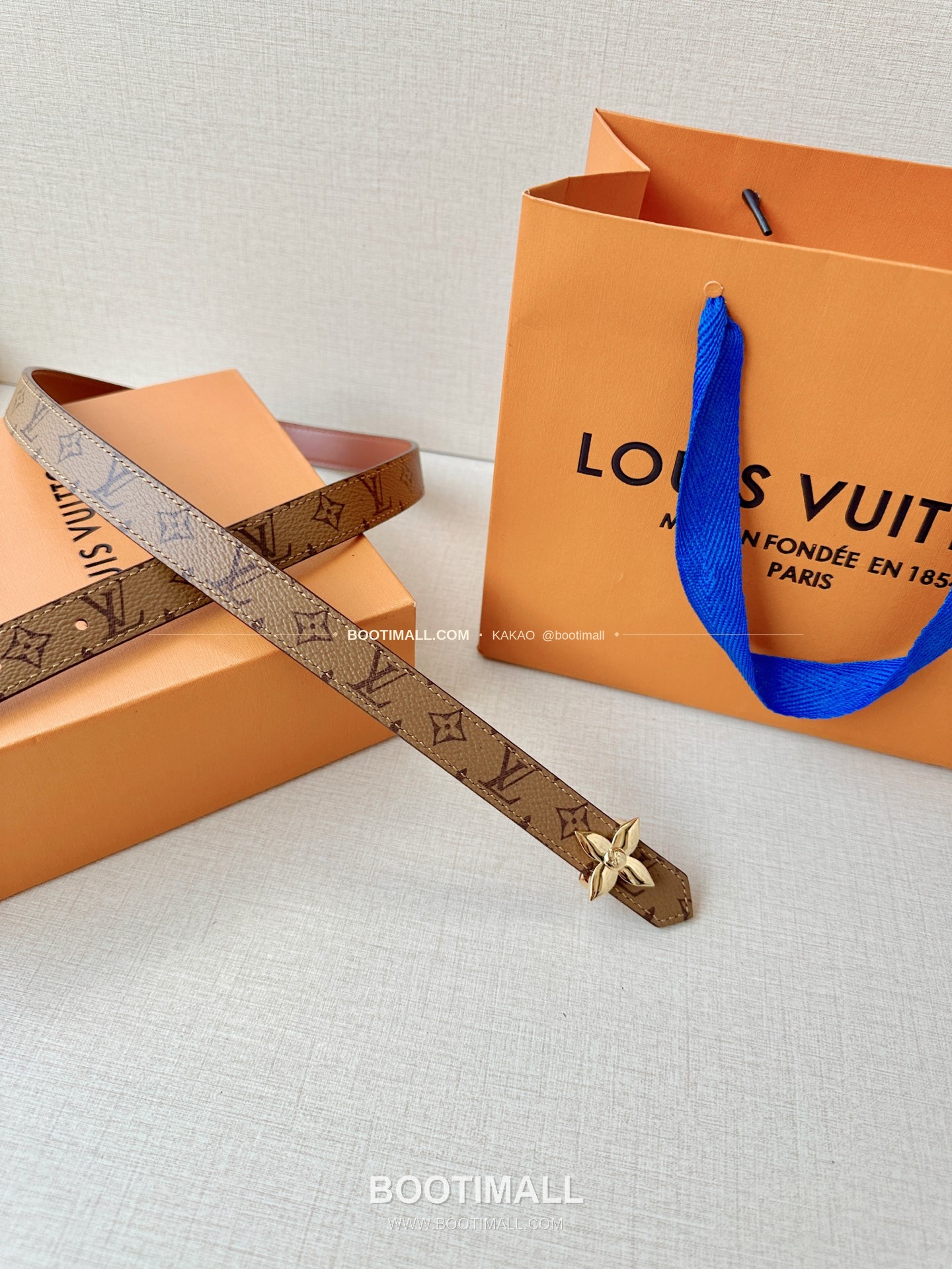 루이비통 LV 모노그램 캔버스 플라워 버클 리버서블 벨트 Louis Vuitton LV Monogram Canvas Flower Buckle Reversible Belt 2cm 5
