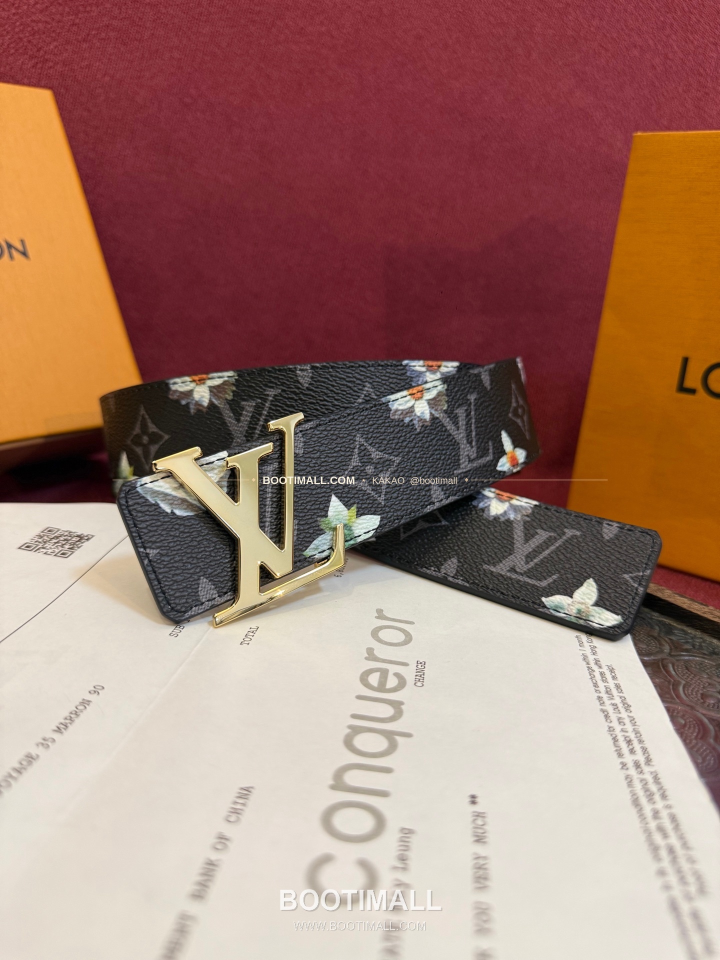 루이비통 LV 이니셜 모노그램 플라워 캔버스 리버서블 벨트 Louis Vuitton LV Initiales Monogram Flower Canvas Reversible Belt 1