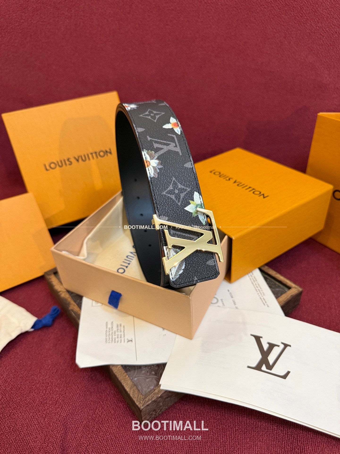 루이비통 LV 이니셜 모노그램 플라워 캔버스 리버서블 벨트 Louis Vuitton LV Initiales Monogram Flower Canvas Reversible Belt 5