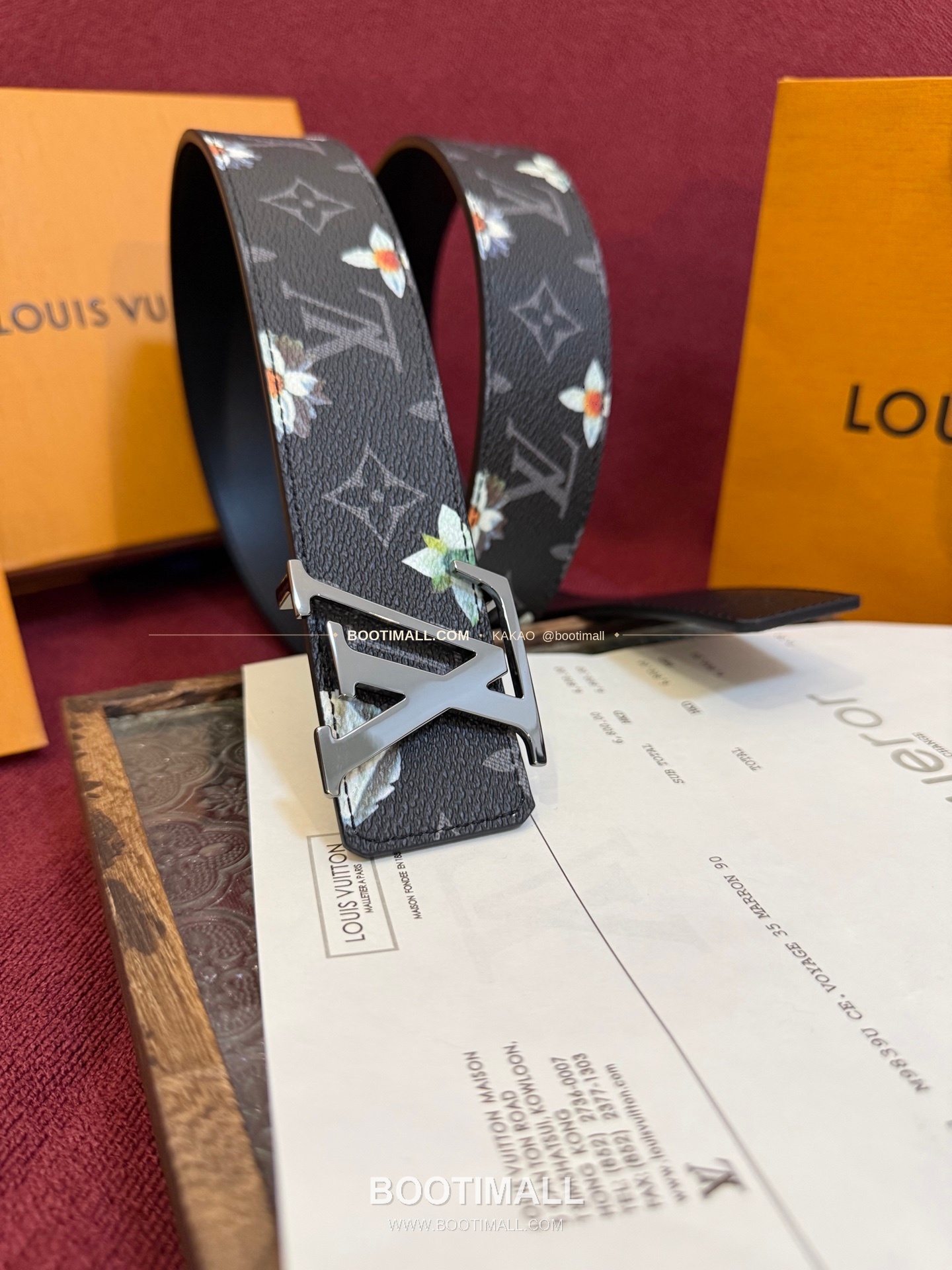 루이비통 LV 이니셜 모노그램 플라워 캔버스 리버서블 벨트 Louis Vuitton LV Initiales Monogram Flower Canvas Reversible Belt 4