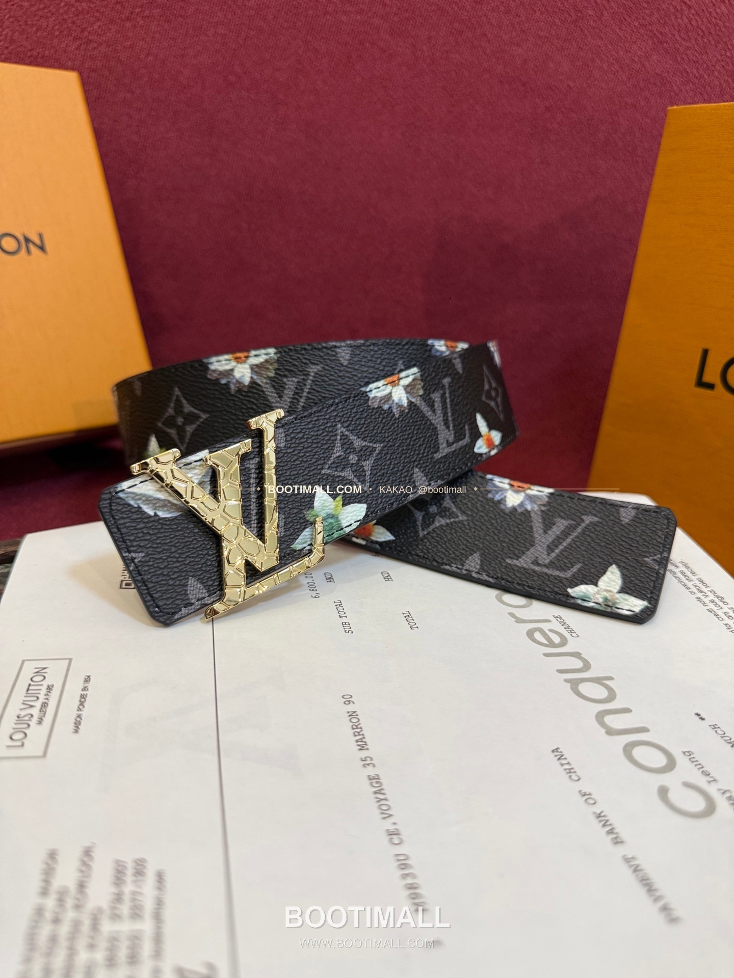 루이비통 LV 이니셜 모노그램 플라워 캔버스 리버서블 벨트 Louis Vuitton LV Initiales Monogram Flower Canvas Reversible Belt 1