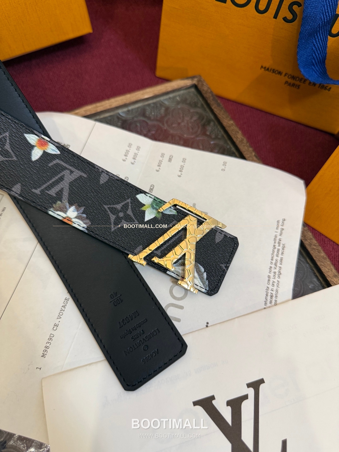 루이비통 LV 이니셜 모노그램 플라워 캔버스 리버서블 벨트 Louis Vuitton LV Initiales Monogram Flower Canvas Reversible Belt 4