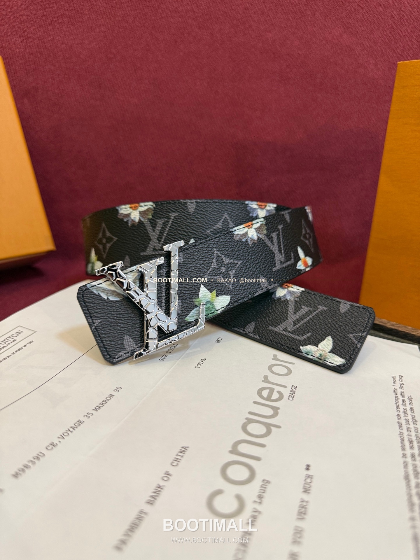 루이비통 LV 이니셜 모노그램 플라워 캔버스 리버서블 벨트 Louis Vuitton LV Initiales Monogram Flower Canvas Reversible Belt 1