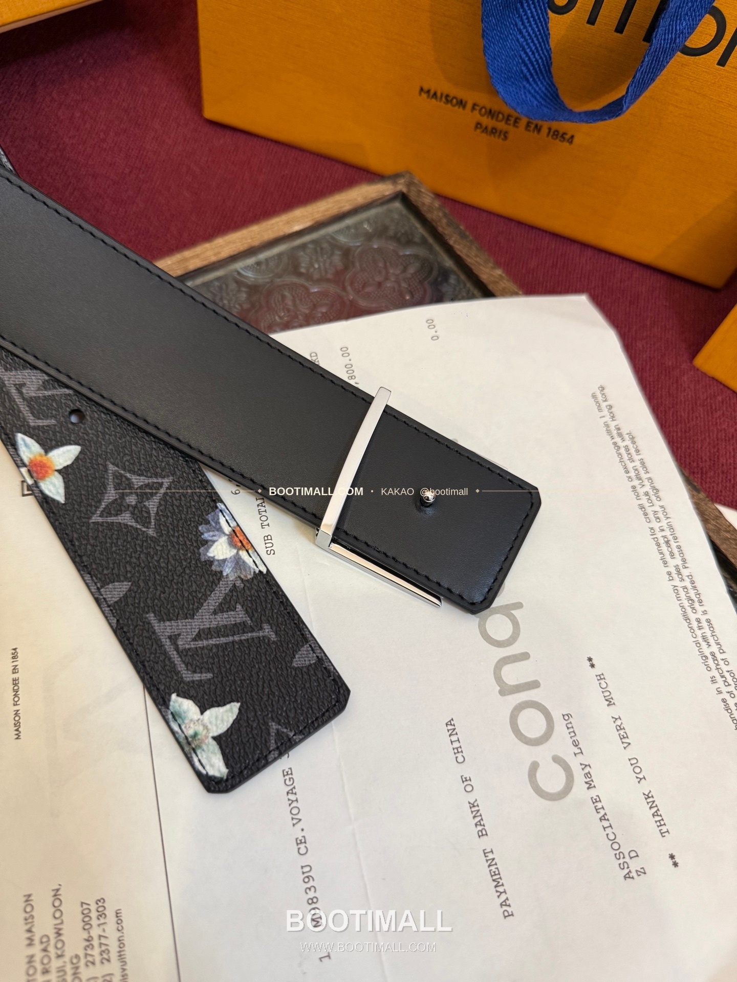루이비통 LV 이니셜 모노그램 플라워 캔버스 리버서블 벨트 Louis Vuitton LV Initiales Monogram Flower Canvas Reversible Belt 4