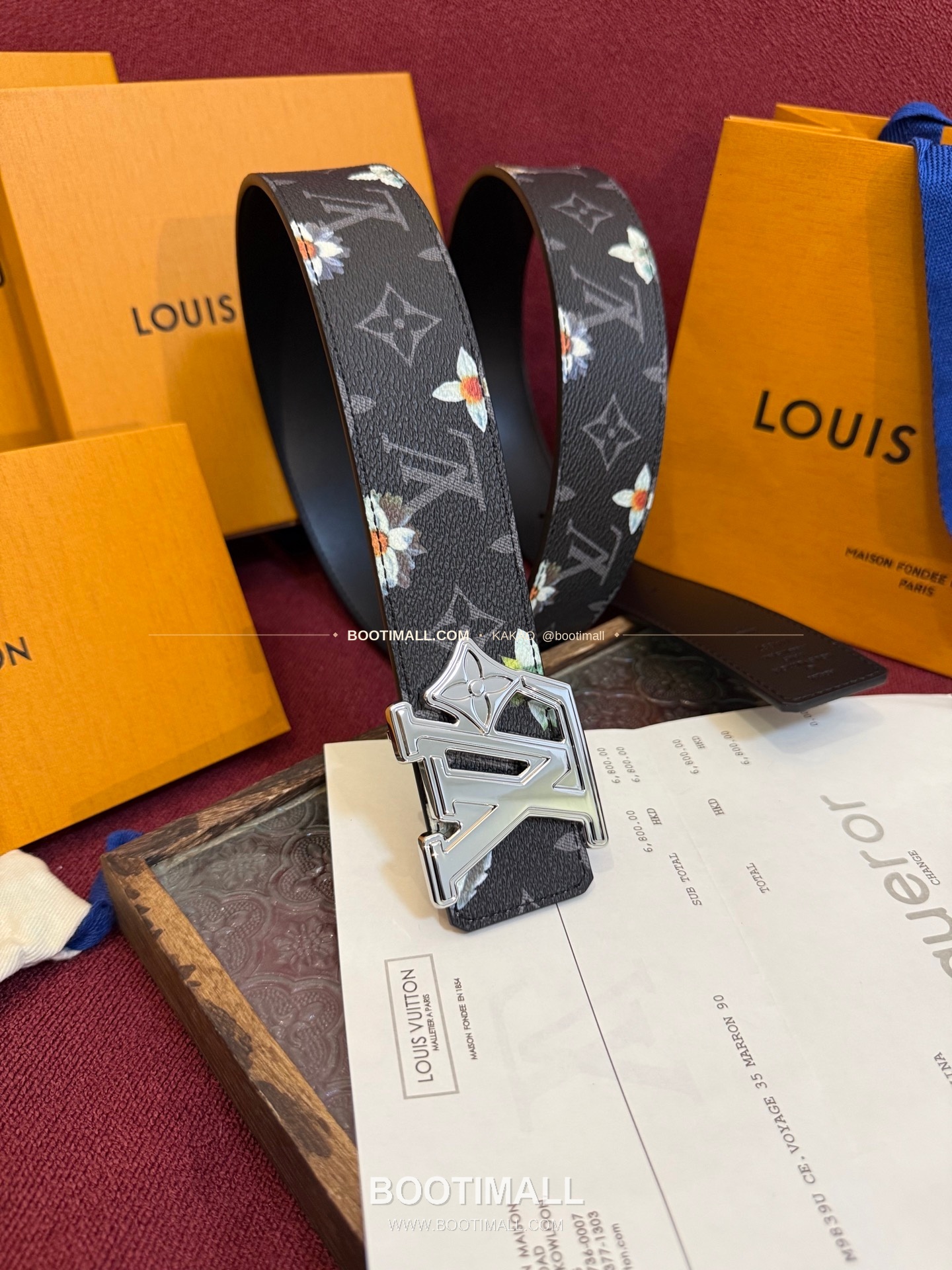 루이비통 LV 이니셜 모노그램 플라워 캔버스 리버서블 벨트 Louis Vuitton LV Initiales Monogram Flower Canvas Reversible Belt 1