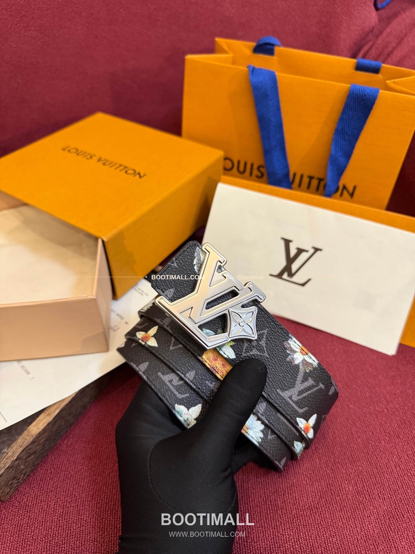 루이비통 LV 이니셜 모노그램 플라워 캔버스 리버서블 벨트 Louis Vuitton LV Initiales Monogram Flower Canvas Reversible Belt 5