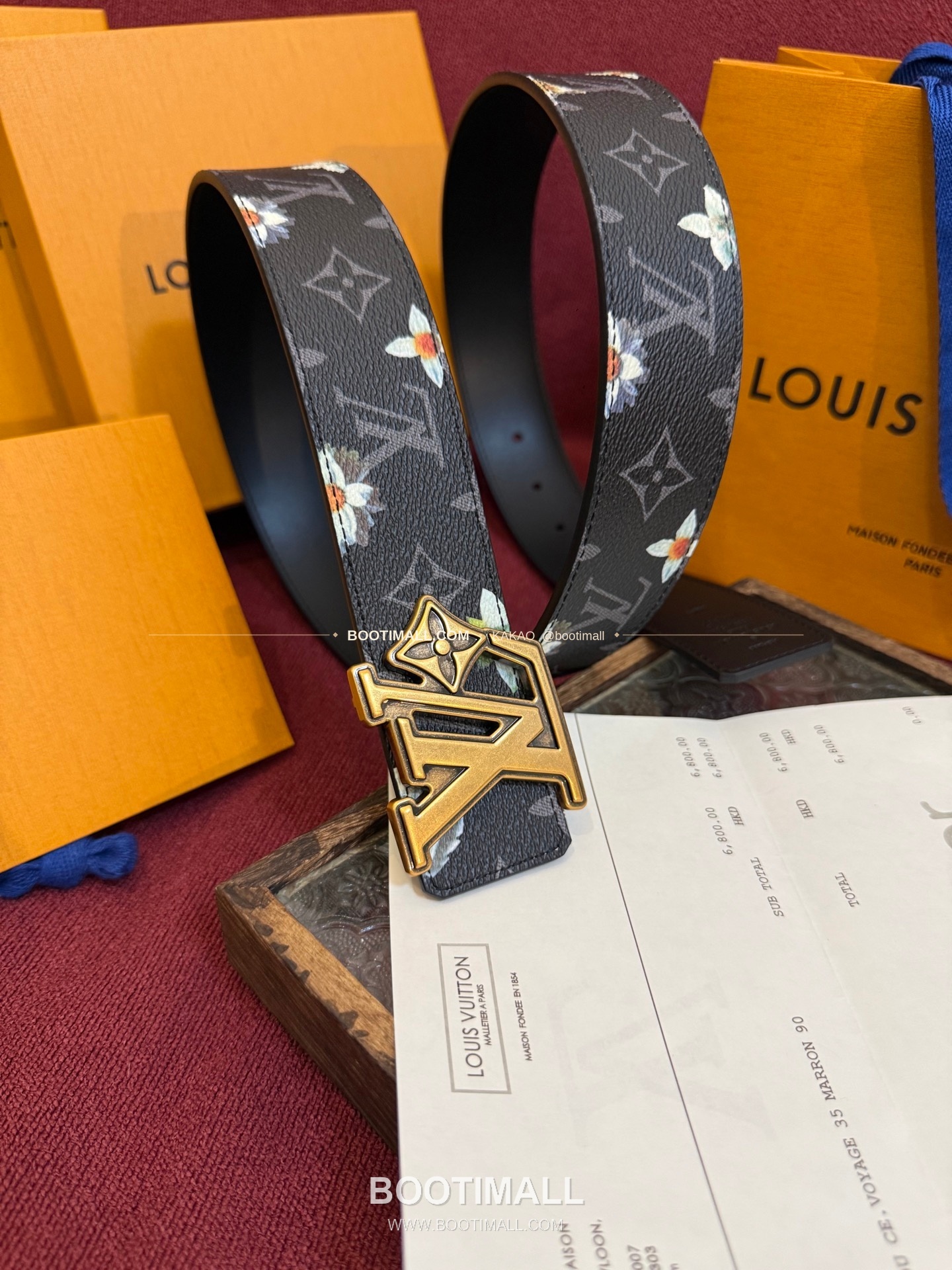 루이비통 LV 이니셜 모노그램 플라워 캔버스 리버서블 벨트 Louis Vuitton LV Initiales Monogram Flower Canvas Reversible Belt 1