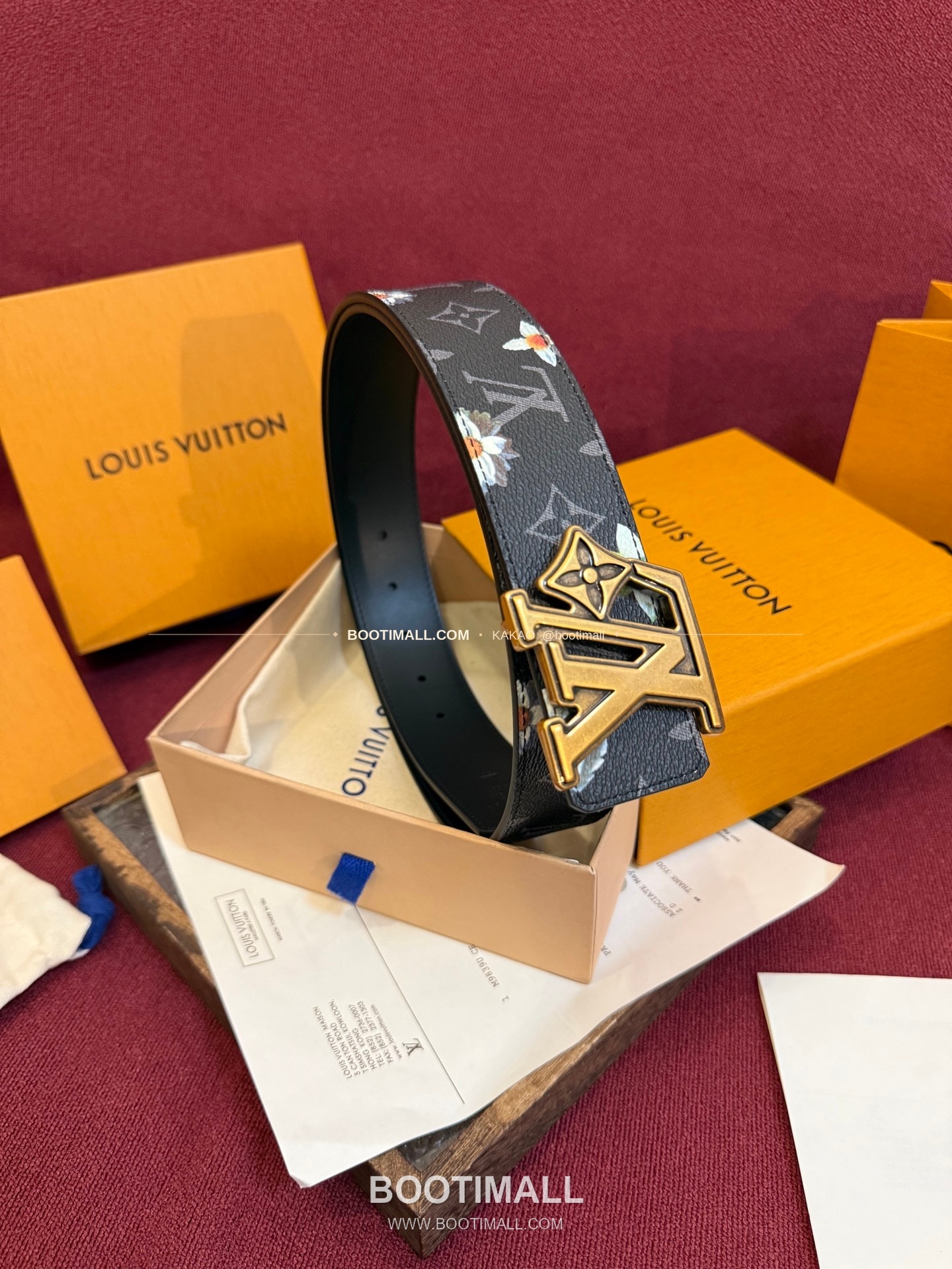 루이비통 LV 이니셜 모노그램 플라워 캔버스 리버서블 벨트 Louis Vuitton LV Initiales Monogram Flower Canvas Reversible Belt 4