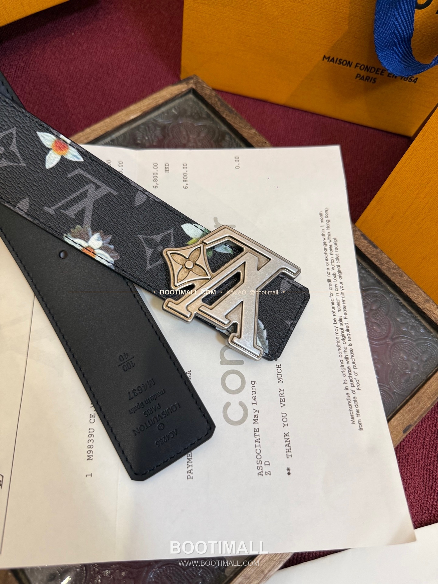 루이비통 LV 이니셜 모노그램 플라워 캔버스 리버서블 벨트 Louis Vuitton LV Initiales Monogram Flower Canvas Reversible Belt 2
